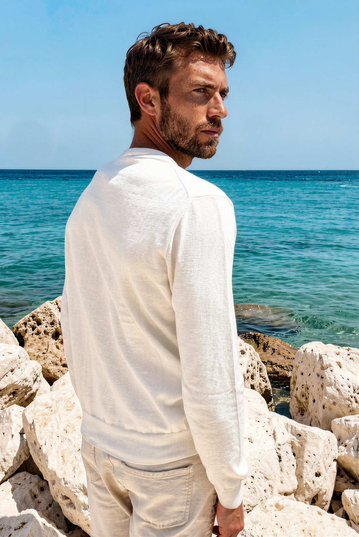Gege Round Neck Cotton Jumper - Ecru