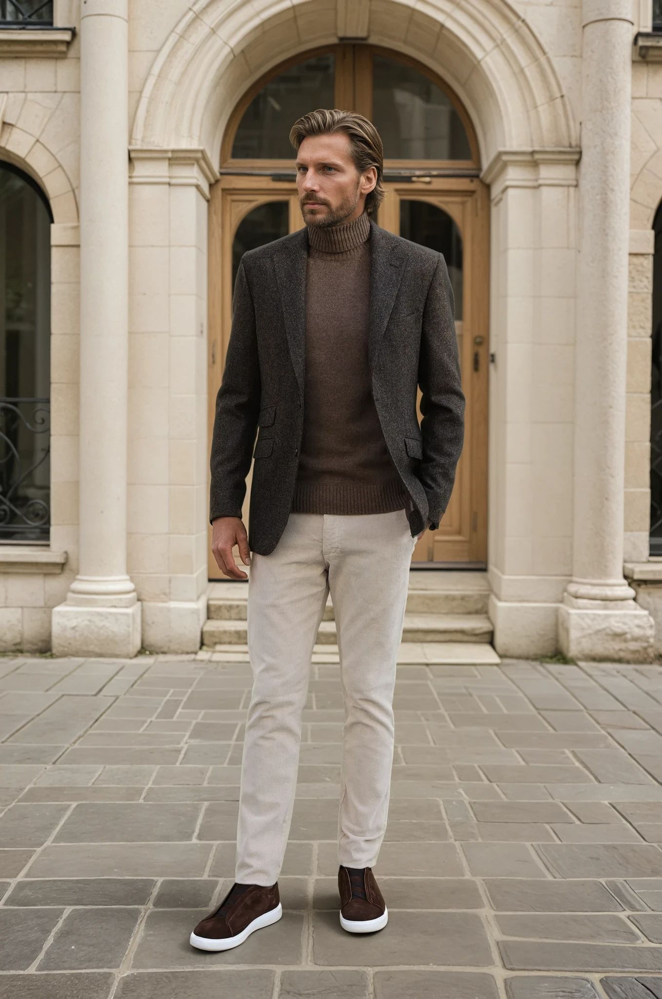 Veste Goal en laine et cachemire - Tweed marron