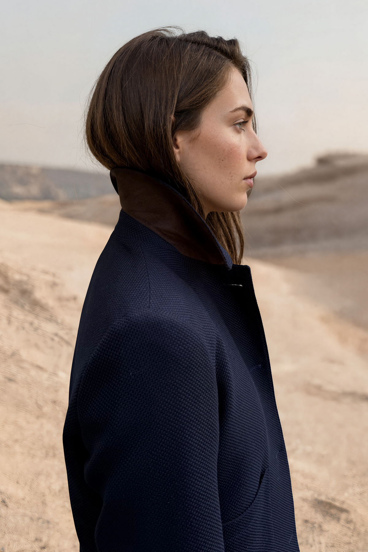 Veste Ysee en laine vierge nattée - Marine