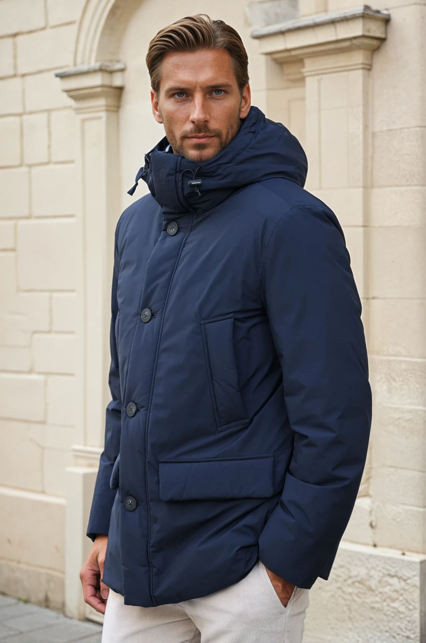 Arctic Parka Woolrich Cloud avec capuche - Melton Blue-MANTEAU HOMME-Curling-Paris