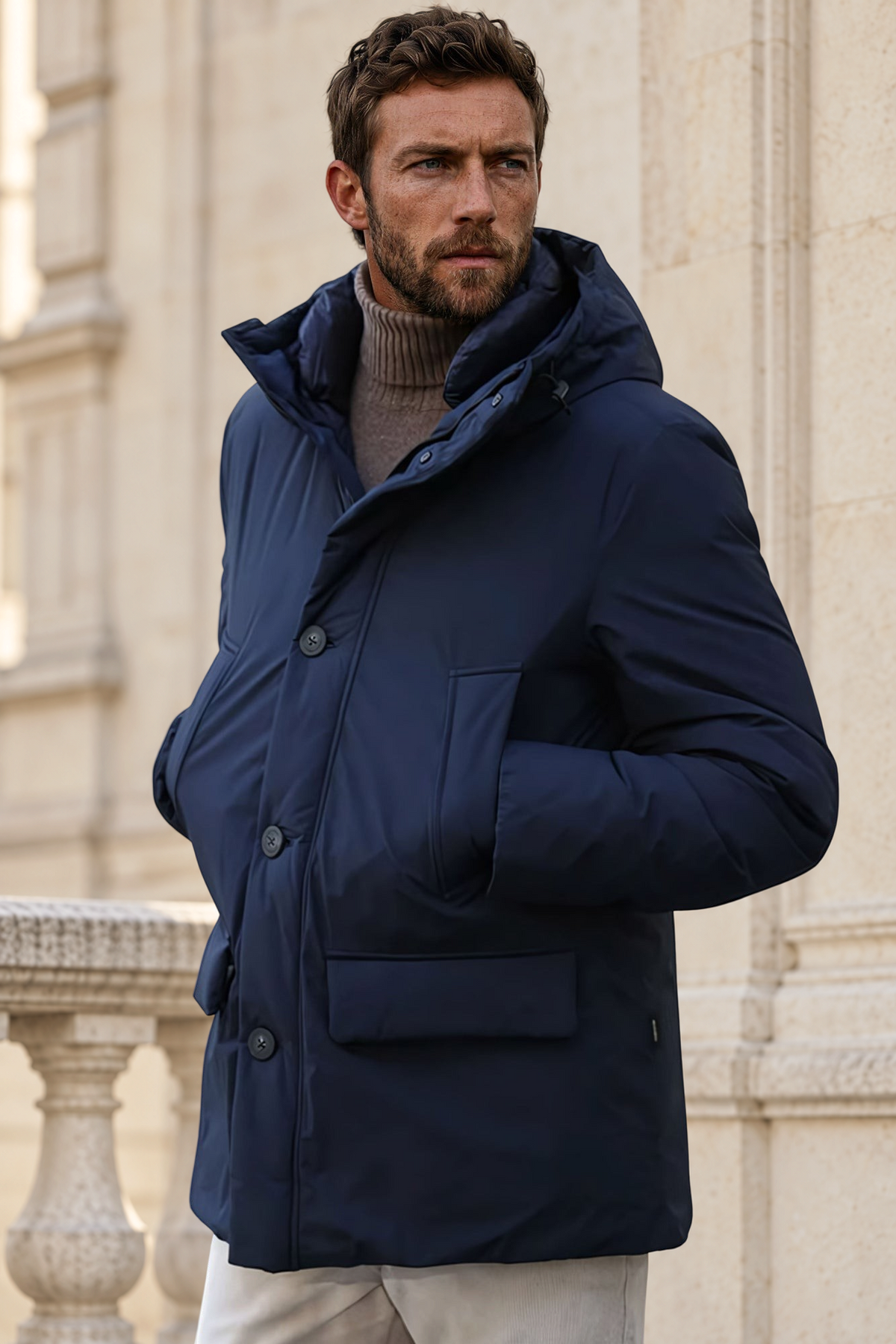 Arctic Parka Woolrich Cloud avec capuche - Melton Blue-MANTEAU HOMME-Curling-Paris