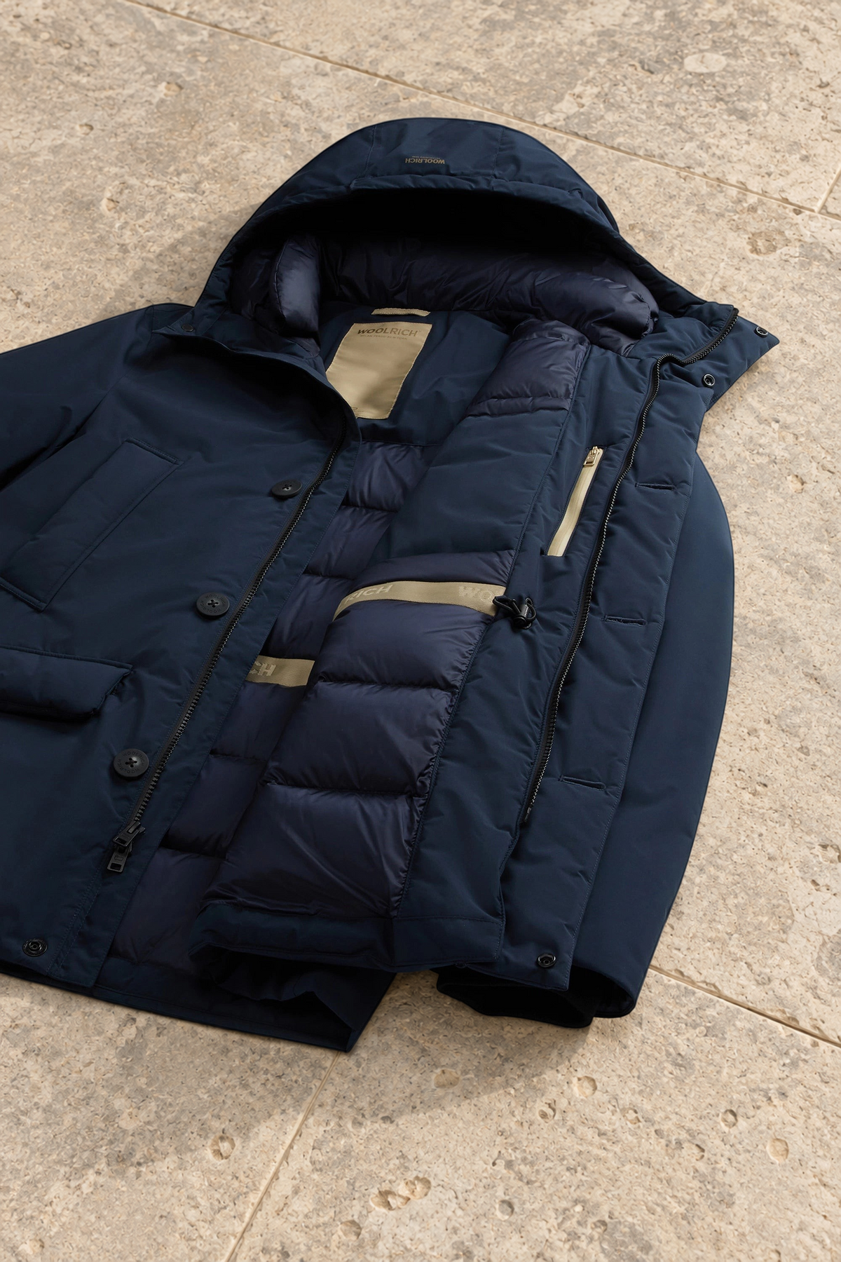 Arctic Parka Woolrich Cloud avec capuche - Melton Blue-MANTEAU HOMME-Curling-Paris