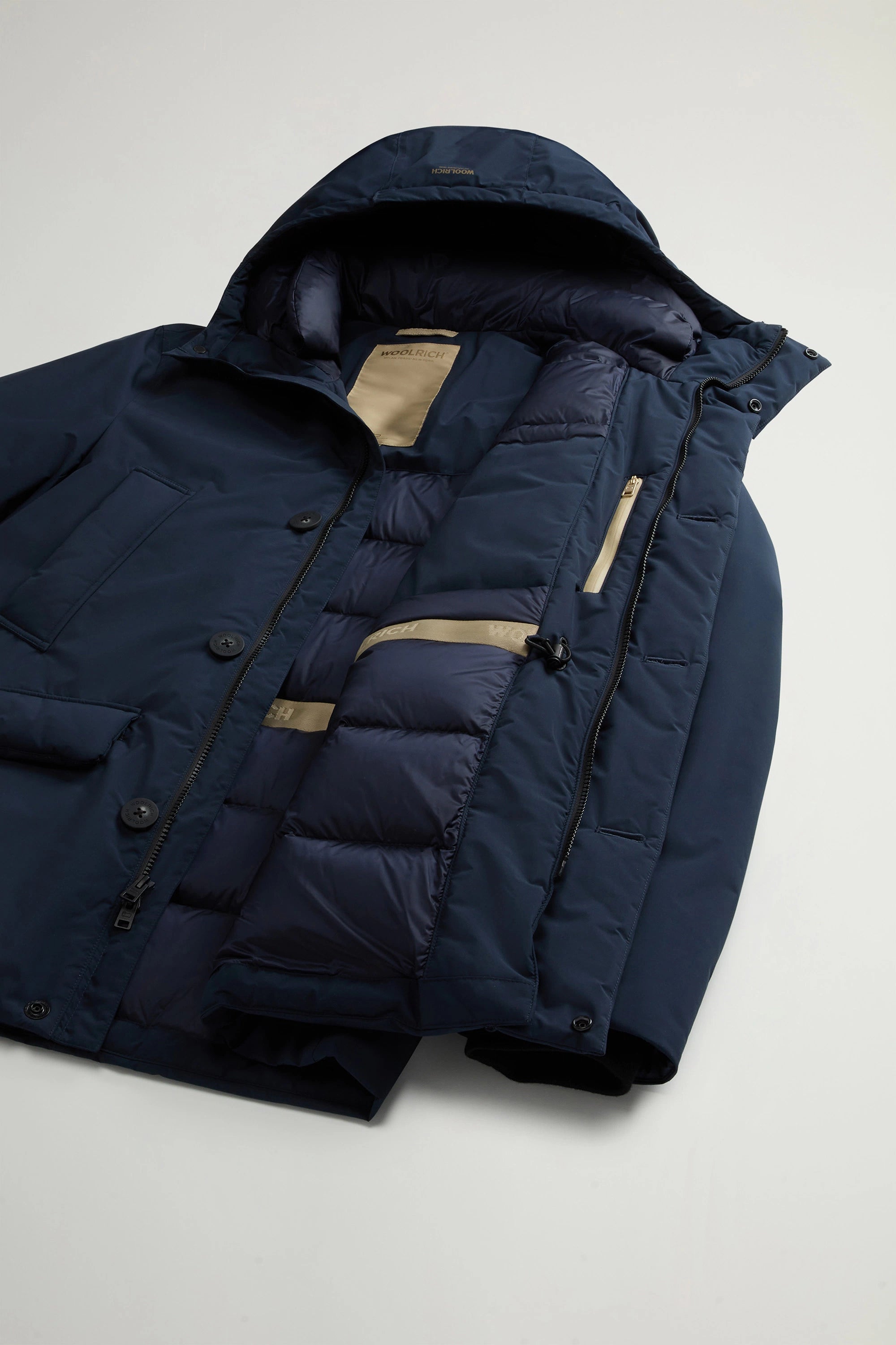 Arctic Parka Woolrich Cloud avec capuche - Melton Blue-MANTEAU HOMME-Curling-Paris