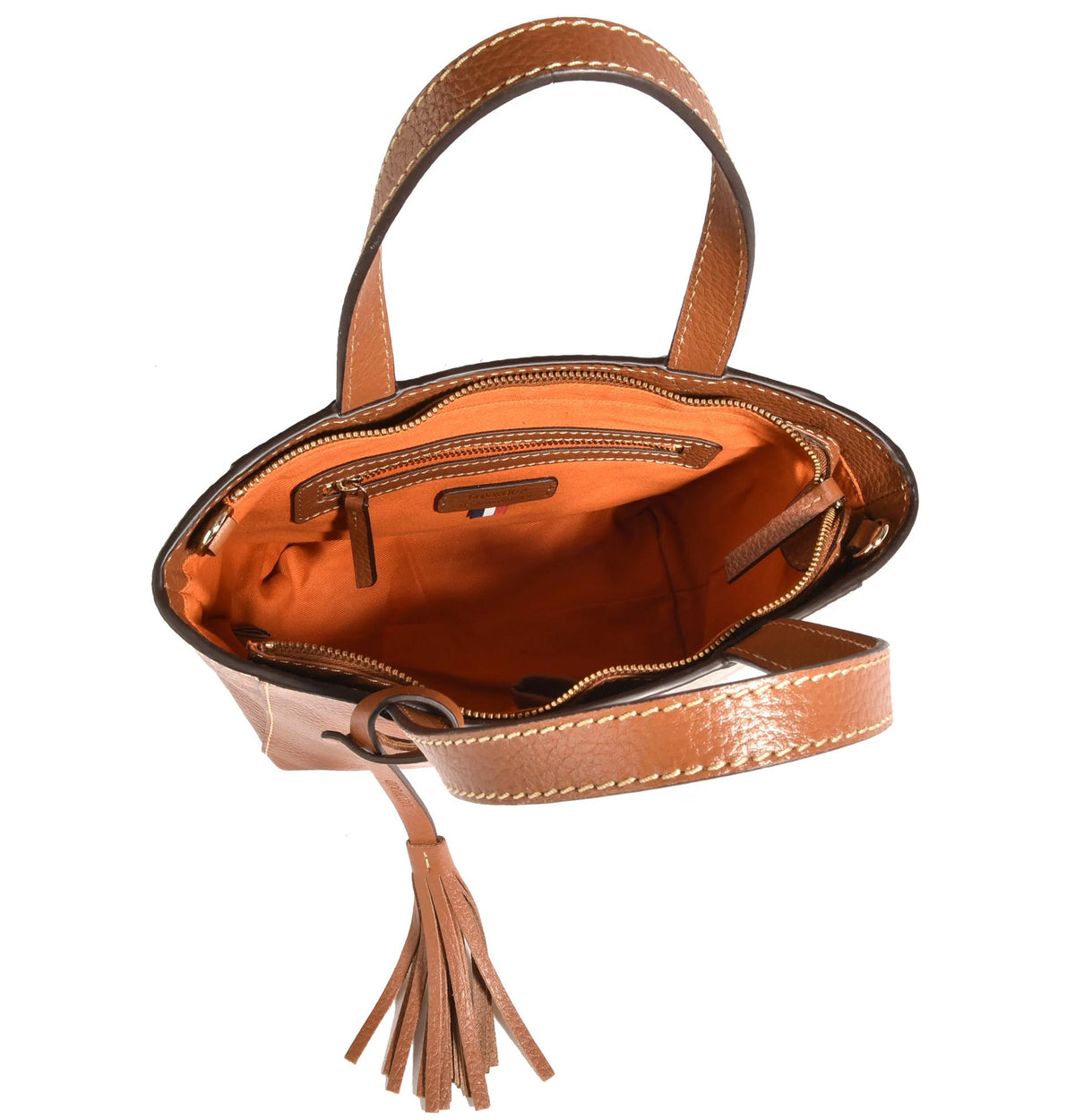 Baby cabas en cuir grainé - Camel-SAC FEMME-Curling-Paris
