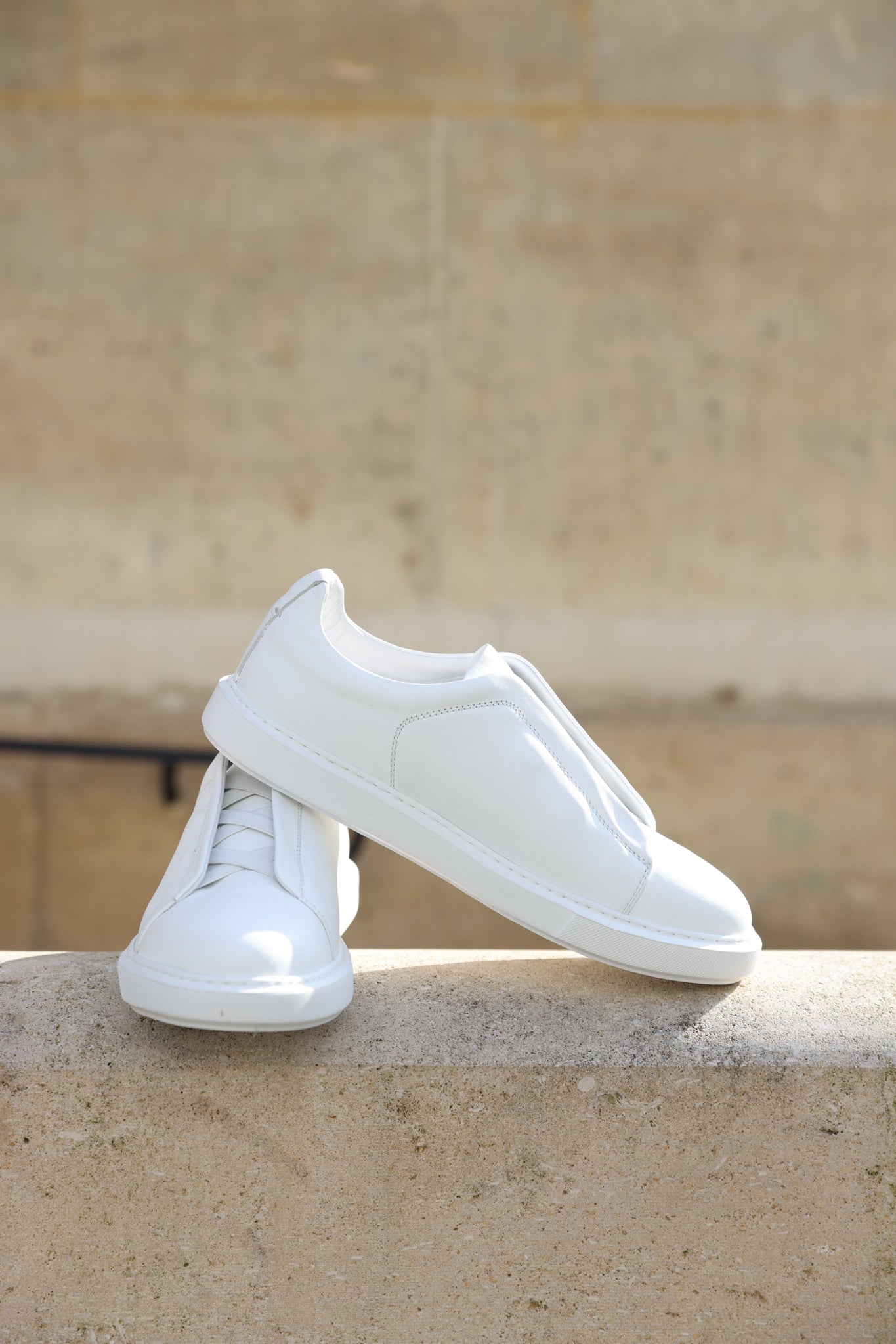 Baskets Lugano en cuir - Blanc-CHAUSSURES HOMME-Curling-Paris