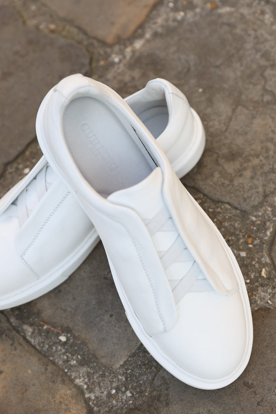 Baskets Lugano en cuir - Blanc-CHAUSSURES HOMME-Curling-Paris
