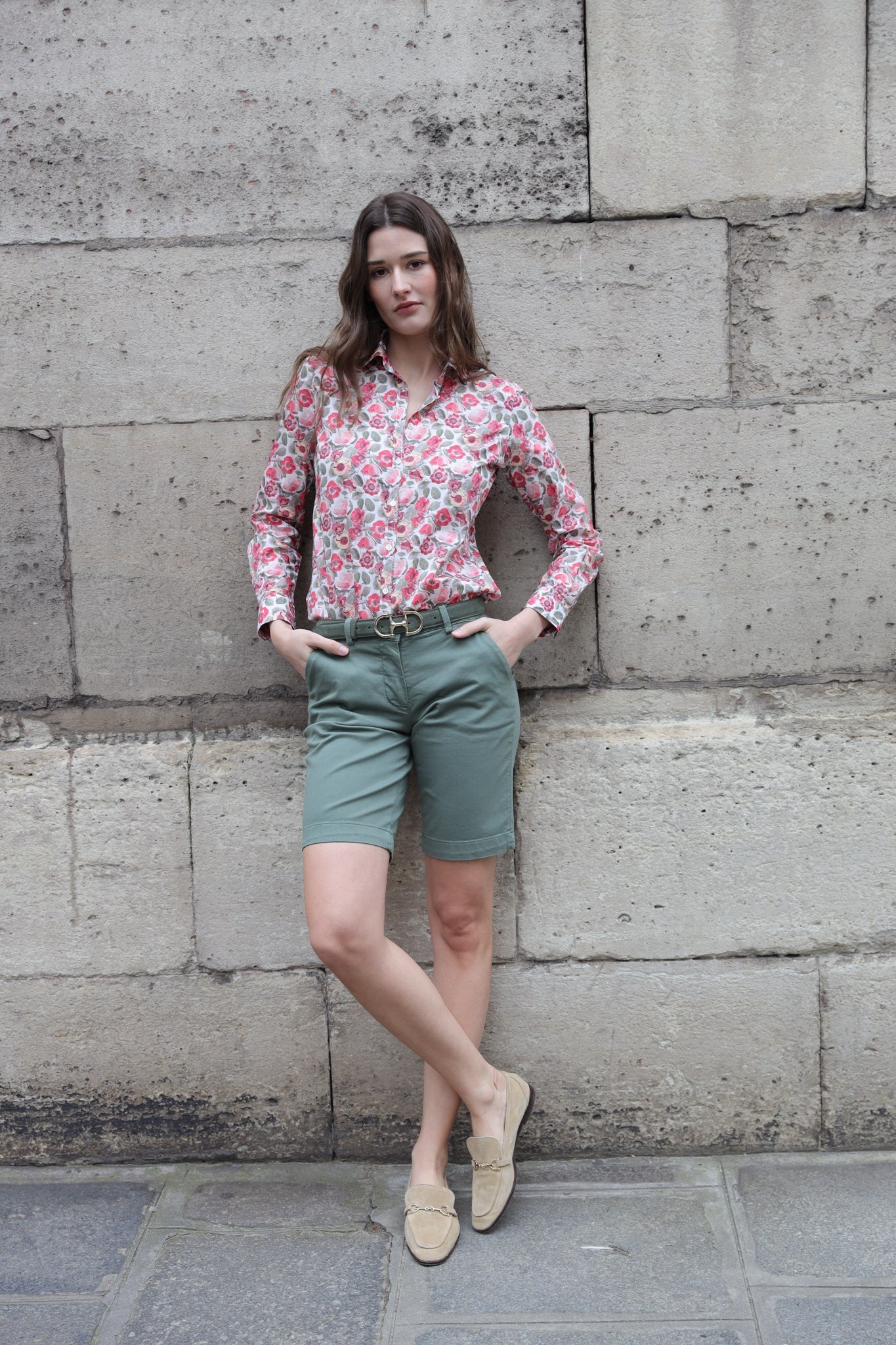 Bermuda Bambi en coton stretch - Kaki-BERMUDAS FEMME-Curling-Paris