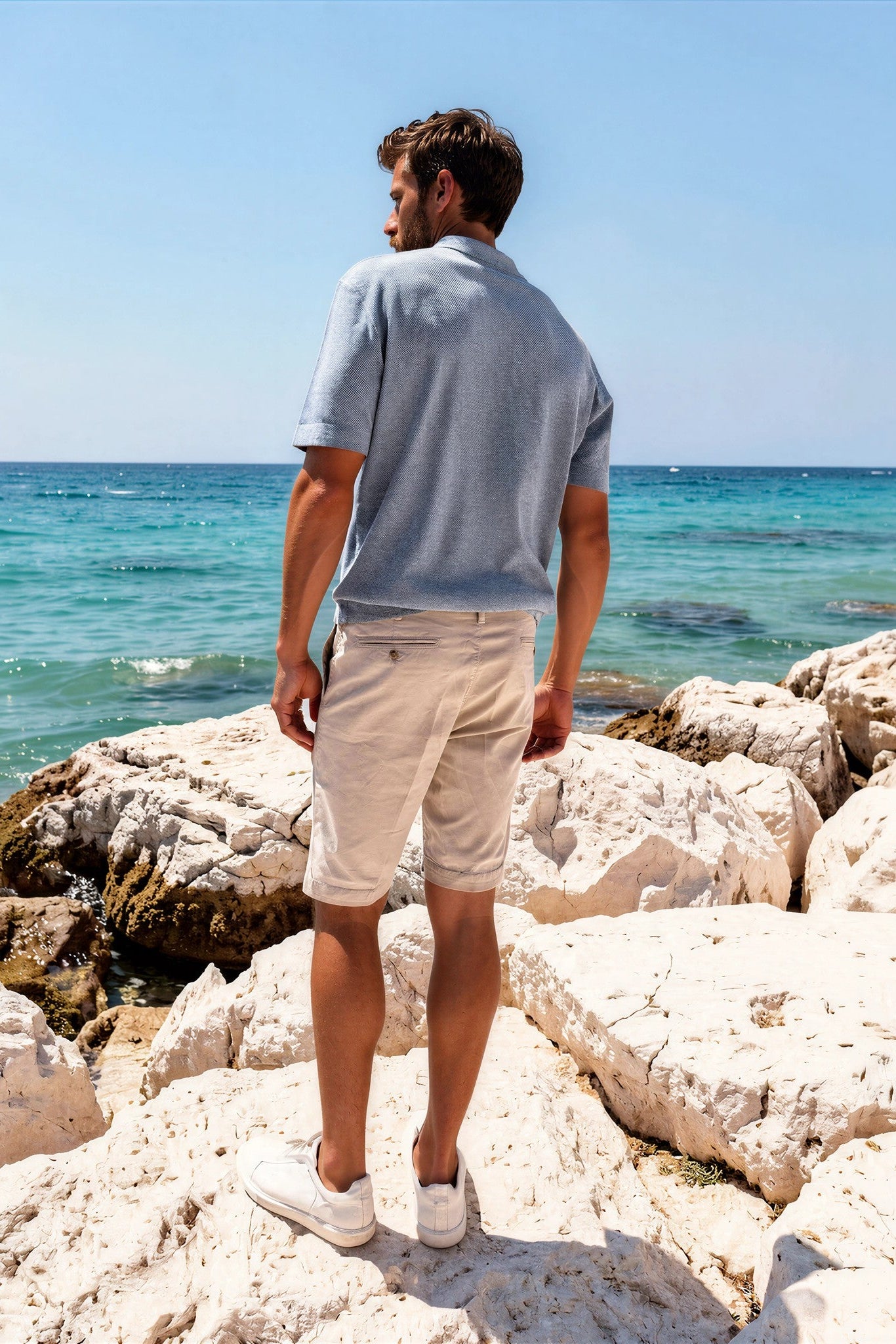 Bermuda Benji en coton pima stretch - Gris acier-BERMUDAS HOMME-Curling-Paris