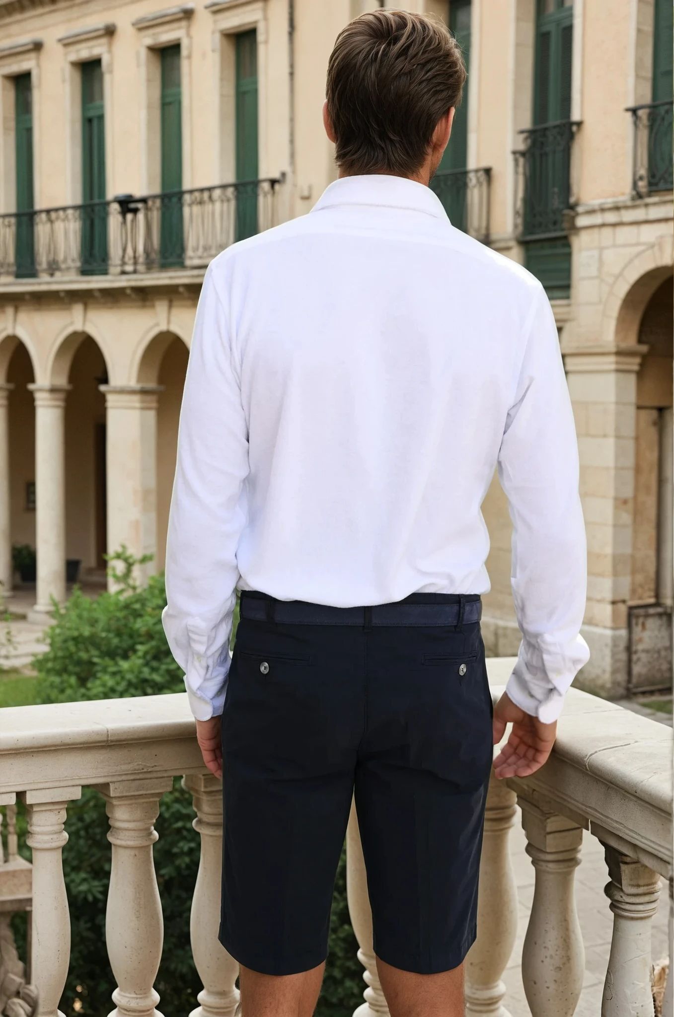 Bermuda Benji en popeline de coton stretch - Marine-BERMUDAS HOMME-Curling-Paris
