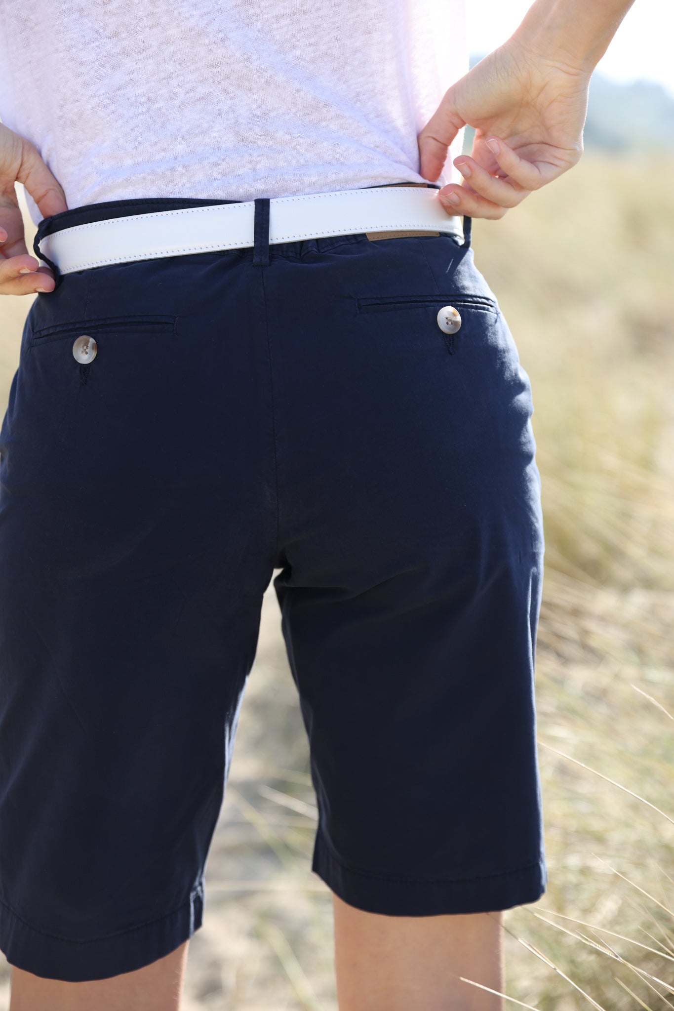 Bermuda Billie en popeline de coton stretch - Marine-BERMUDAS FEMME-Curling-Paris