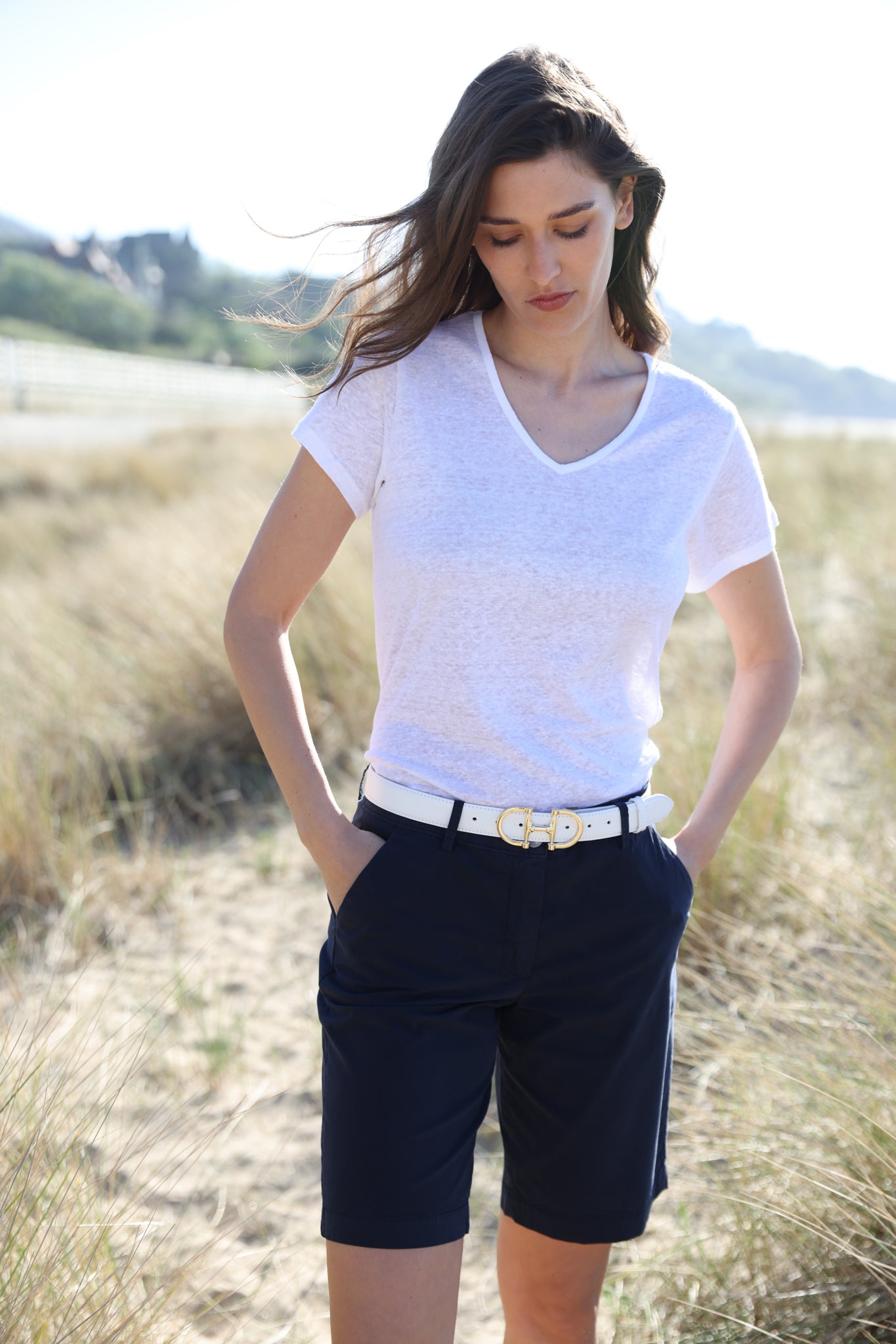 Bermuda Billie en popeline de coton stretch - Marine-BERMUDAS FEMME-Curling-Paris
