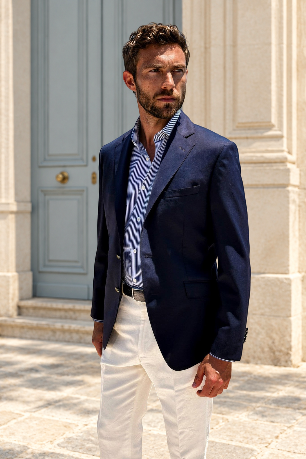 Blazer en laine Super 110'S - Marine-VESTE BLAZER HOMME-Curling-Paris