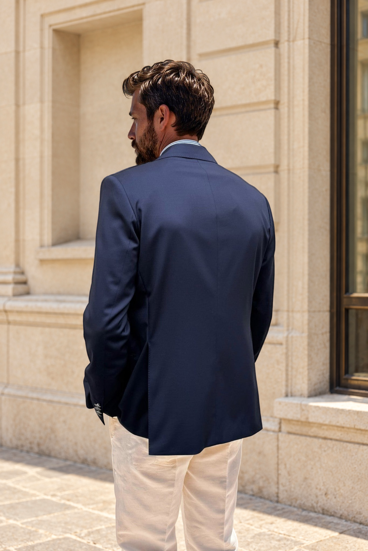 Blazer en laine Super 110'S - Marine-VESTE BLAZER HOMME-Curling-Paris