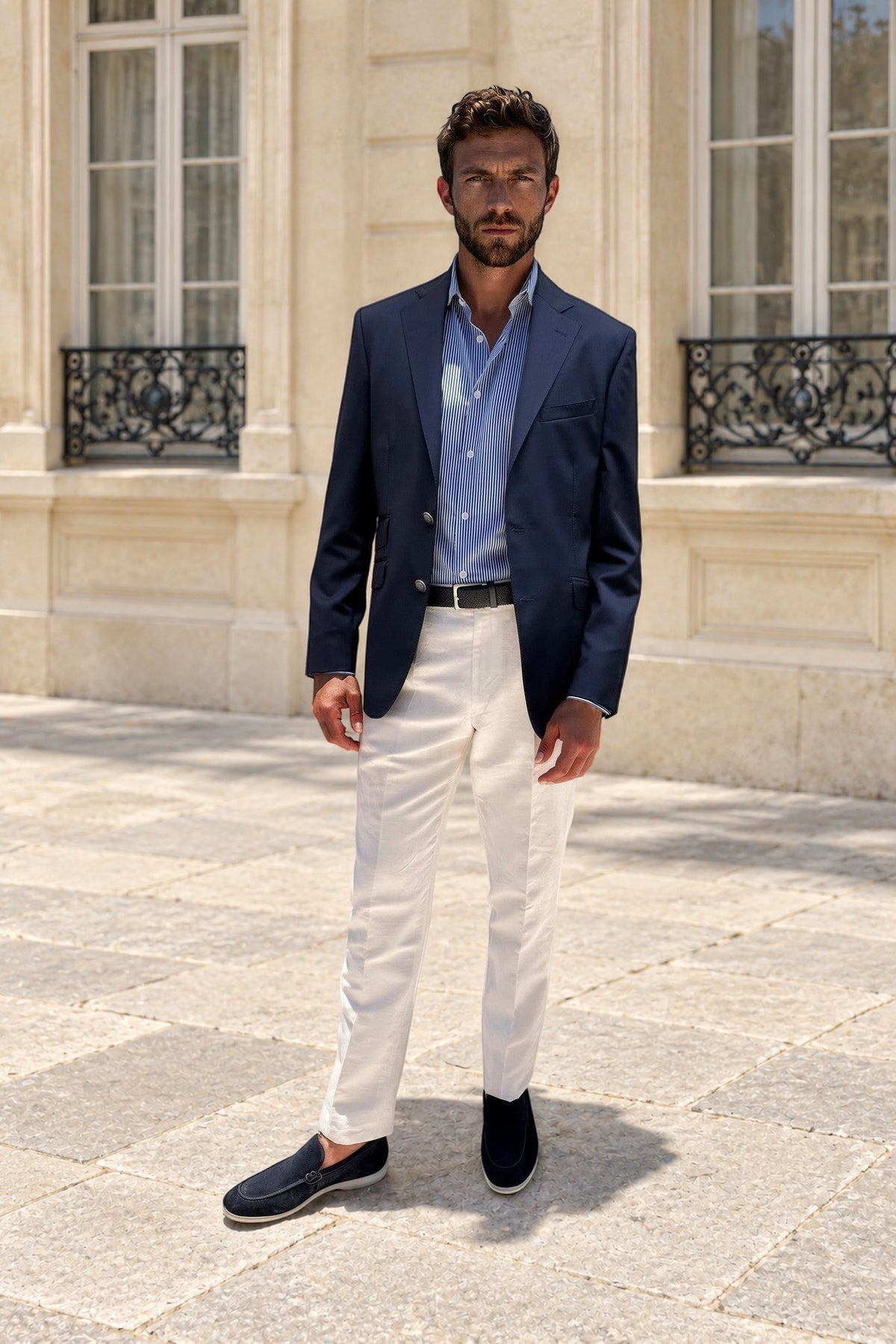 Blazer en laine Super 110'S - Marine-VESTE BLAZER HOMME-Curling-Paris