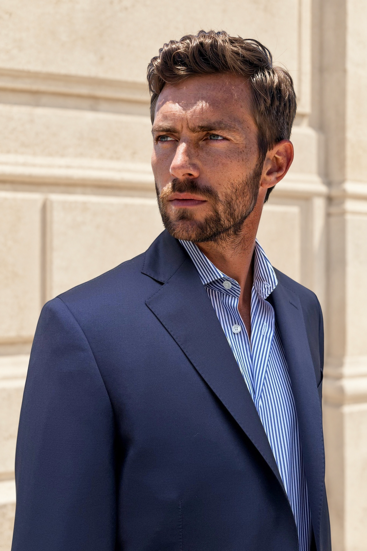 Blazer en laine Super 110'S - Marine-VESTE BLAZER HOMME-Curling-Paris