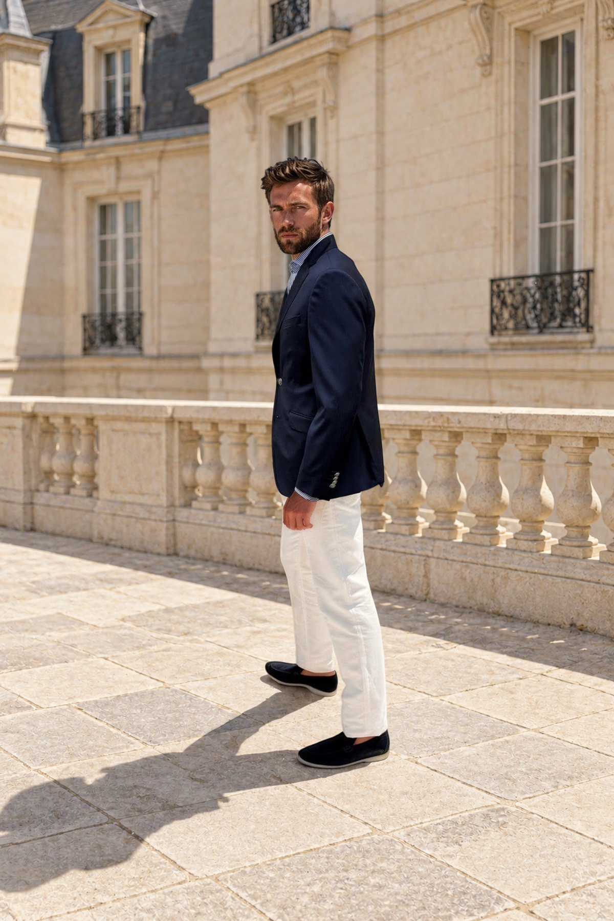 Blazer en laine Super 110'S - Marine-VESTE BLAZER HOMME-Curling-Paris