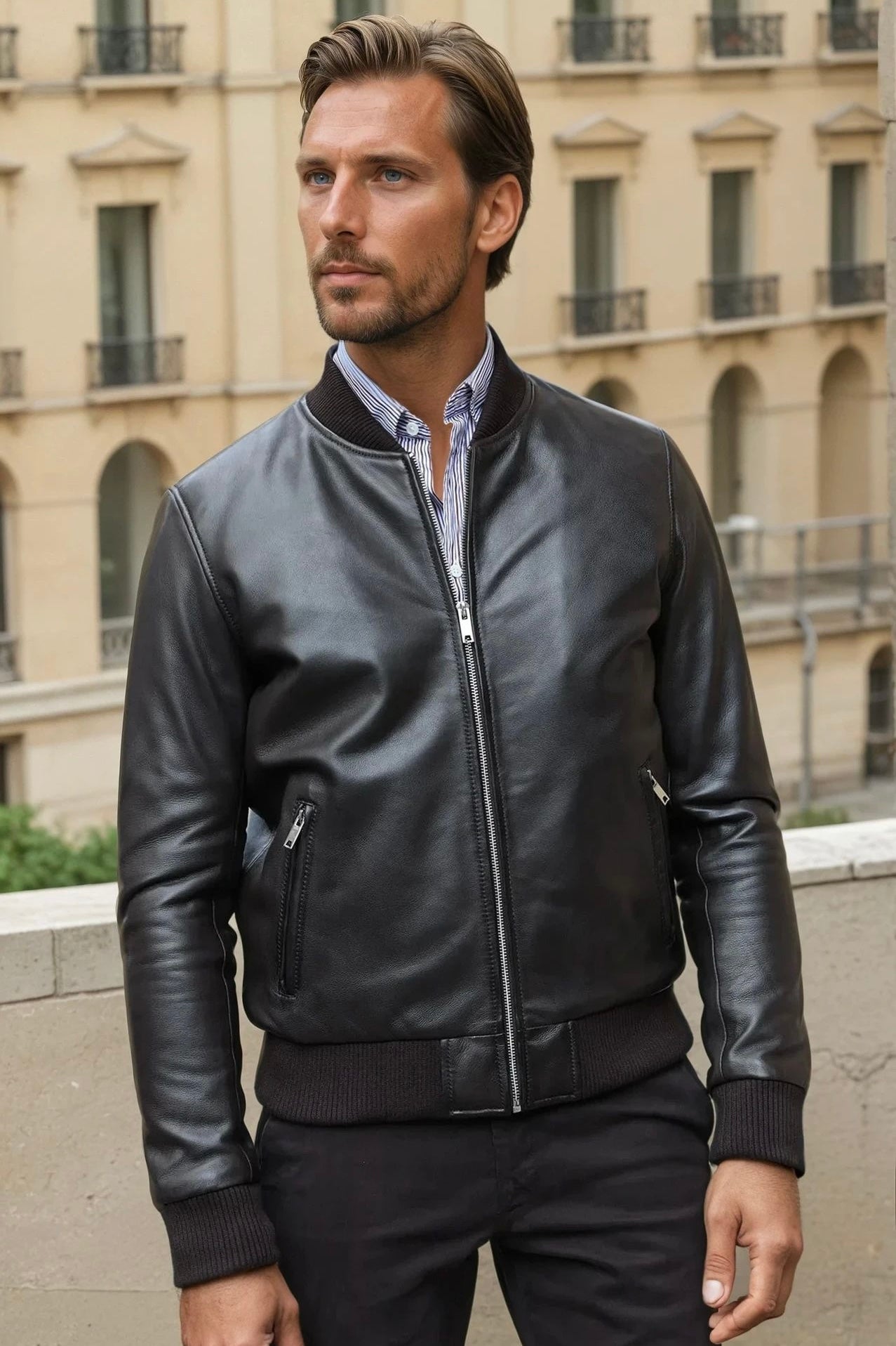 Blouson Douglas en cuir de mouton - Marron-MANTEAU HOMME-Curling-Paris
