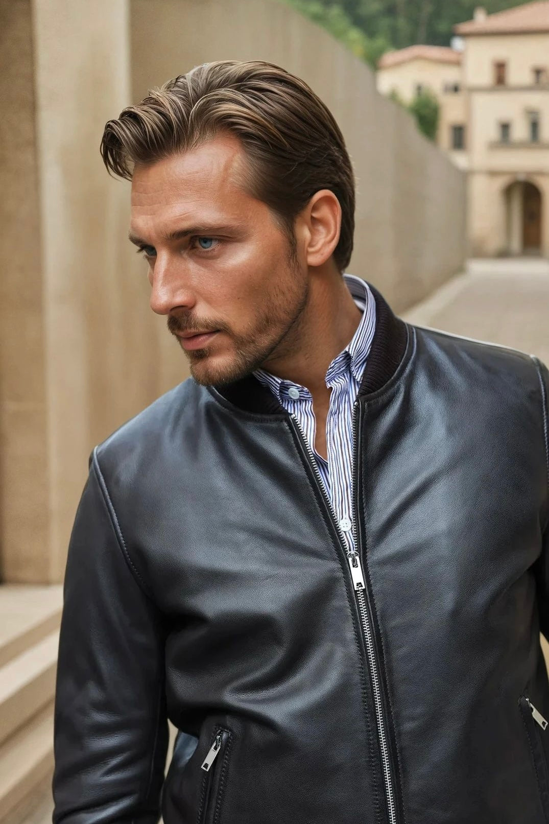Blouson Douglas en cuir de mouton - Marron-MANTEAU HOMME-Curling-Paris
