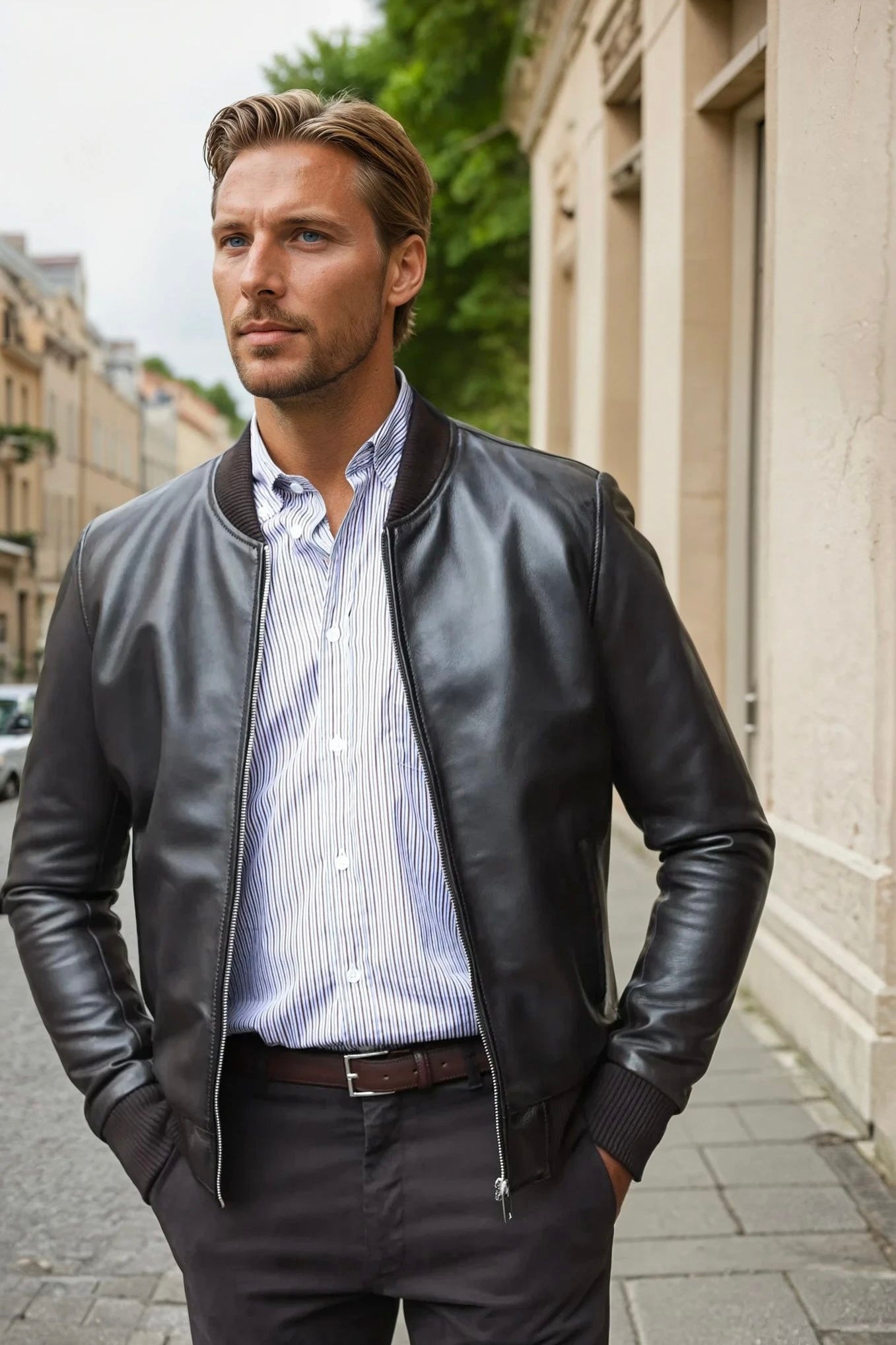 Blouson Douglas en cuir de mouton - Marron-MANTEAU HOMME-Curling-Paris