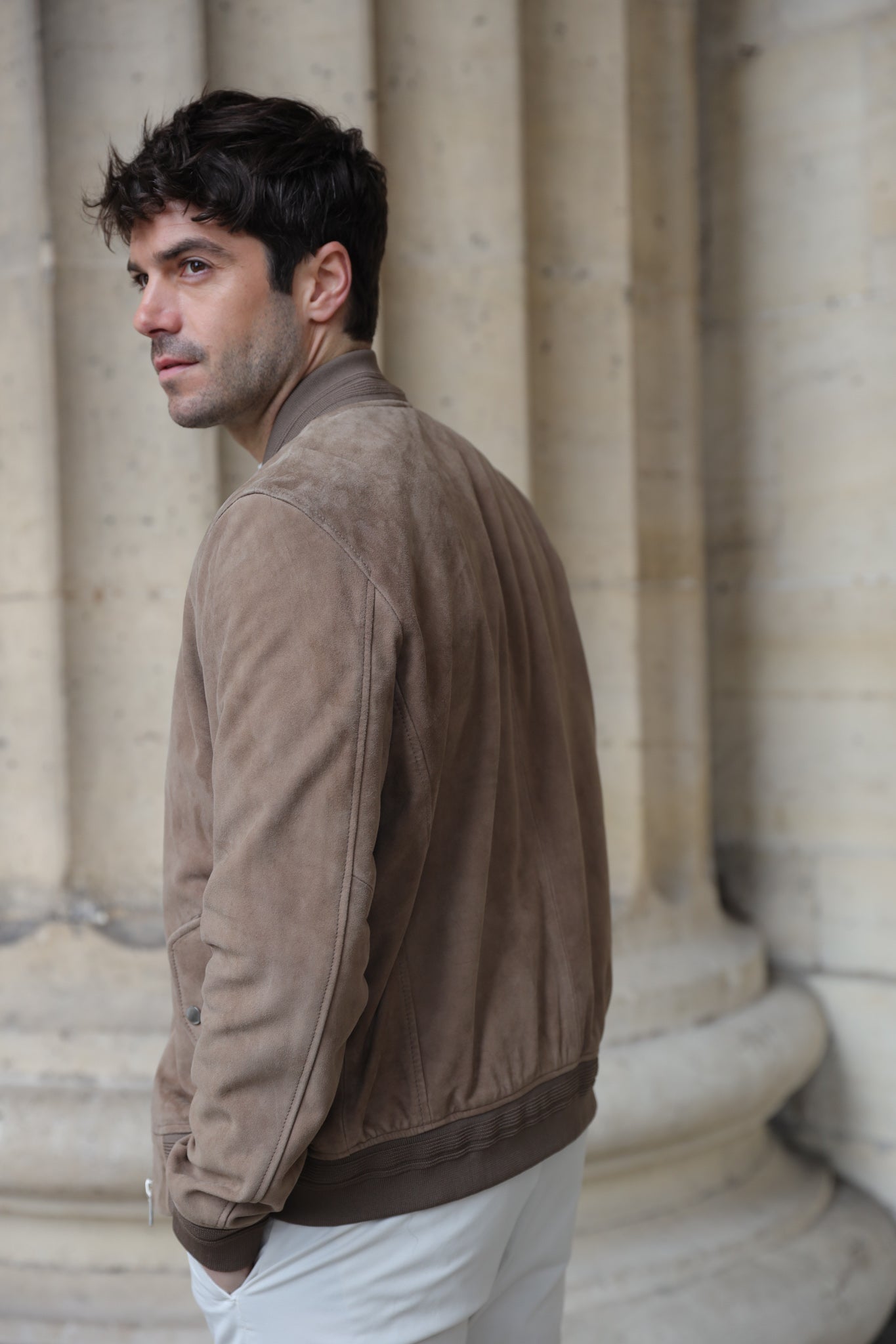 Blouson Liam en cuir de chèvre - Taupe-MANTEAU HOMME-Curling-Paris