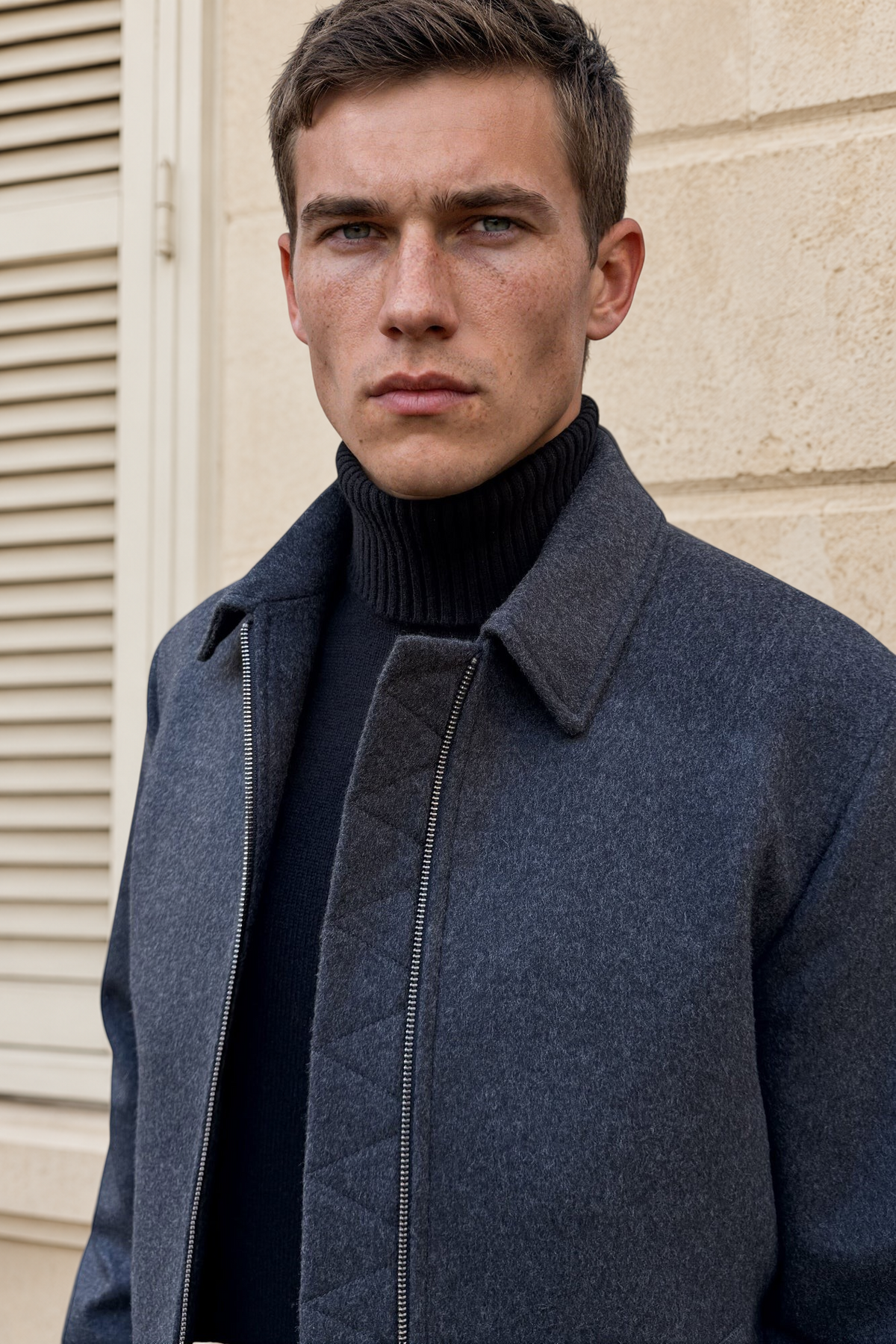 Blouson Noé en laine et cachemire – Anthracite-MANTEAU HOMME-Curling-Paris