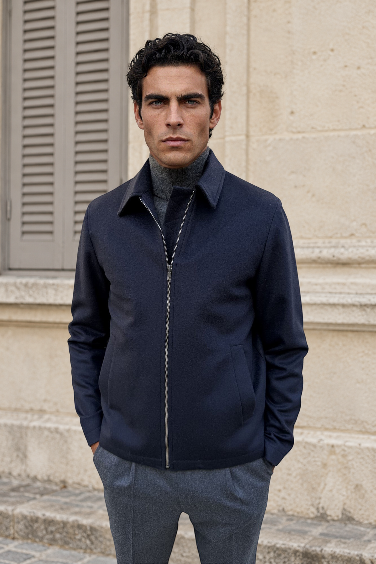 Blouson Noé en laine et cachemire – Marine-BLOUSON-Curling-Paris