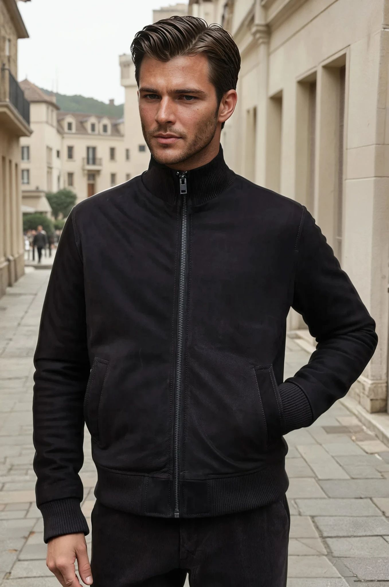 Blouson Spiros en peau - Marron-MANTEAU HOMME-Curling-Paris