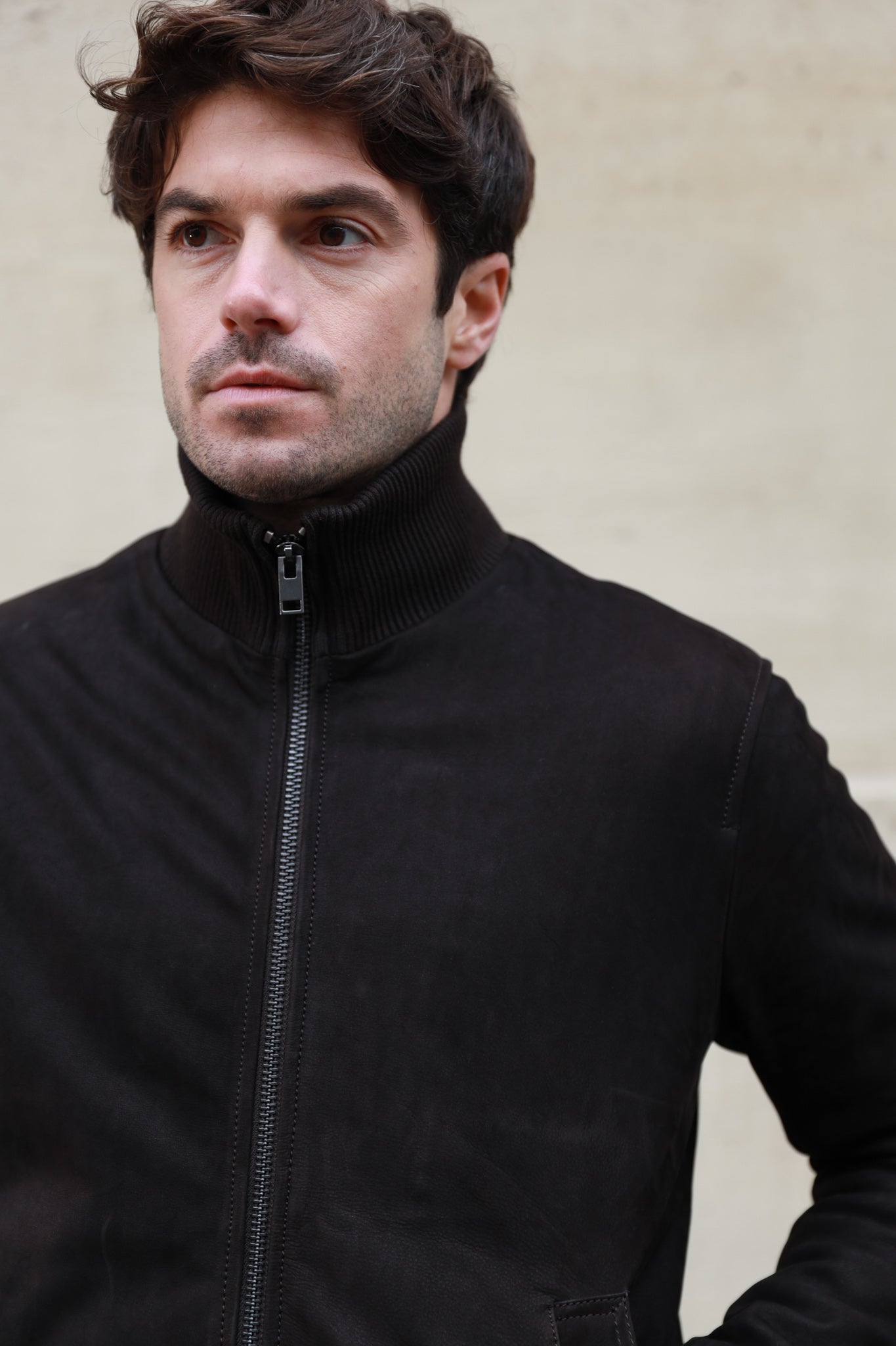 Blouson Spiros en peau - Marron-MANTEAU HOMME-Curling-Paris