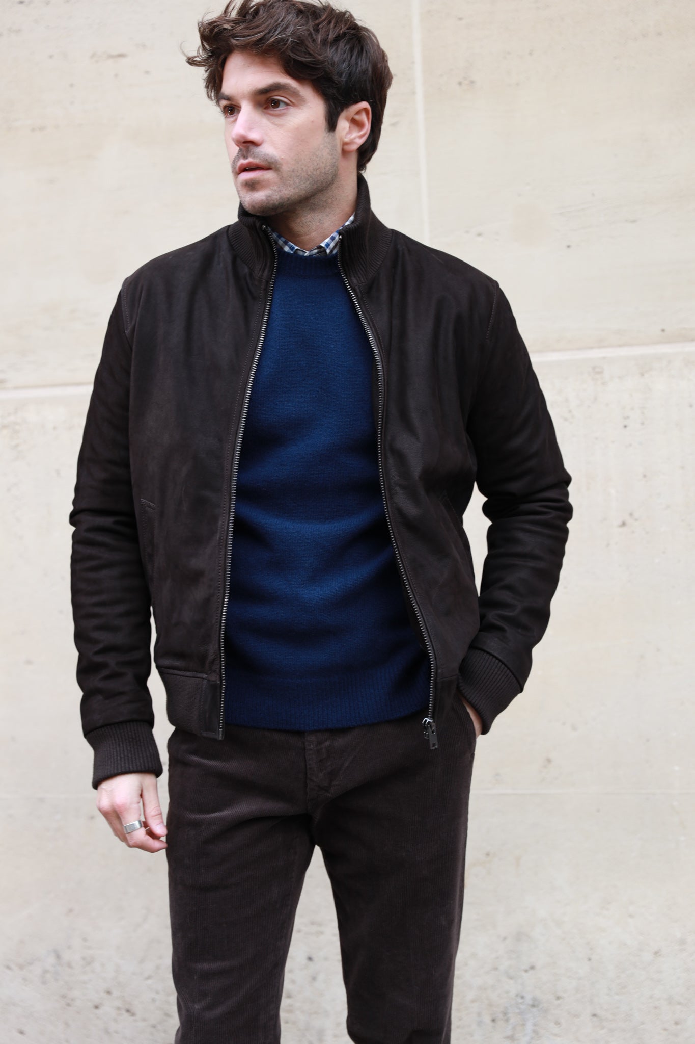 Blouson Spiros en peau - Marron-MANTEAU HOMME-Curling-Paris