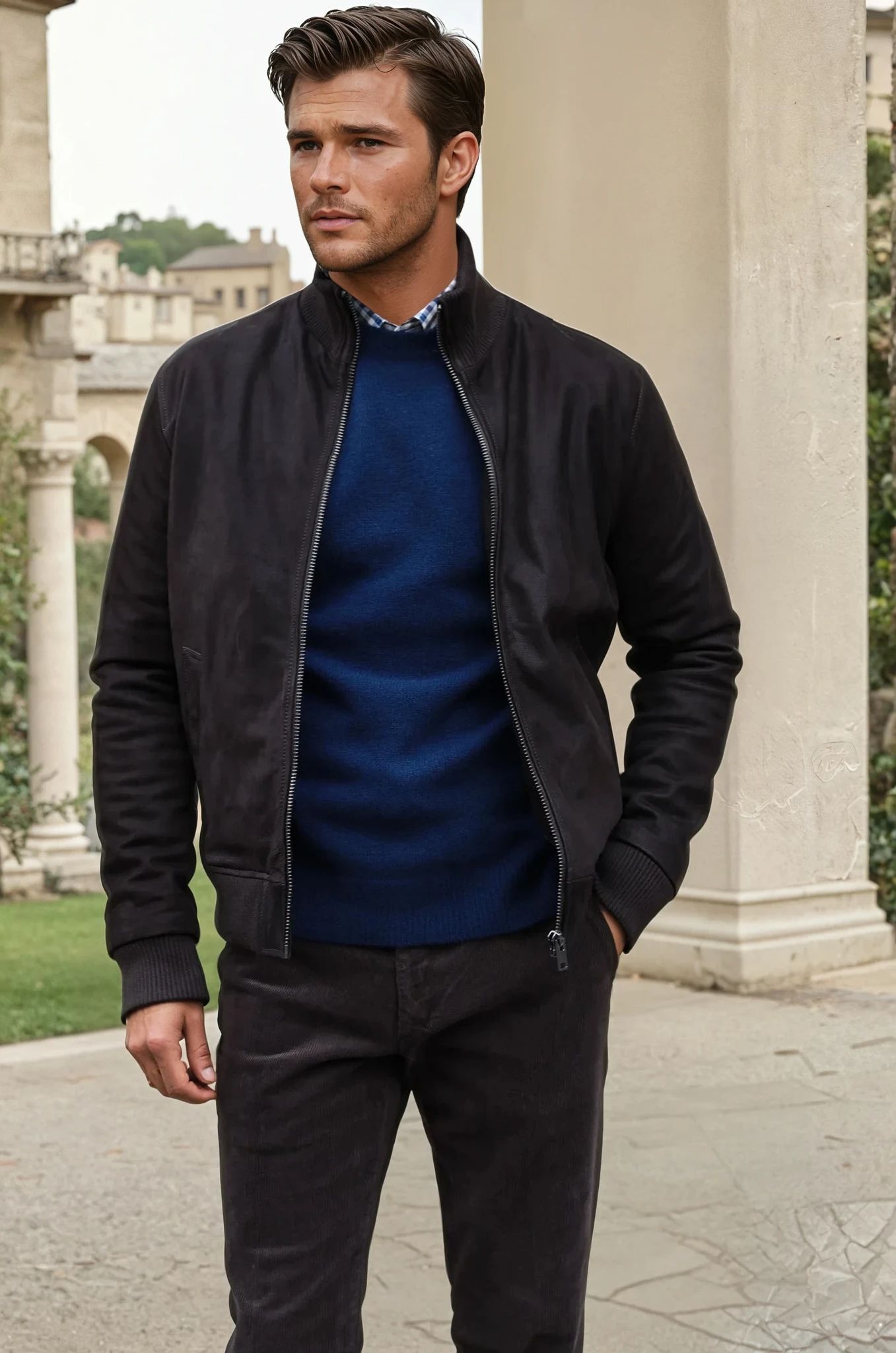 Blouson Spiros en peau - Marron-MANTEAU HOMME-Curling-Paris