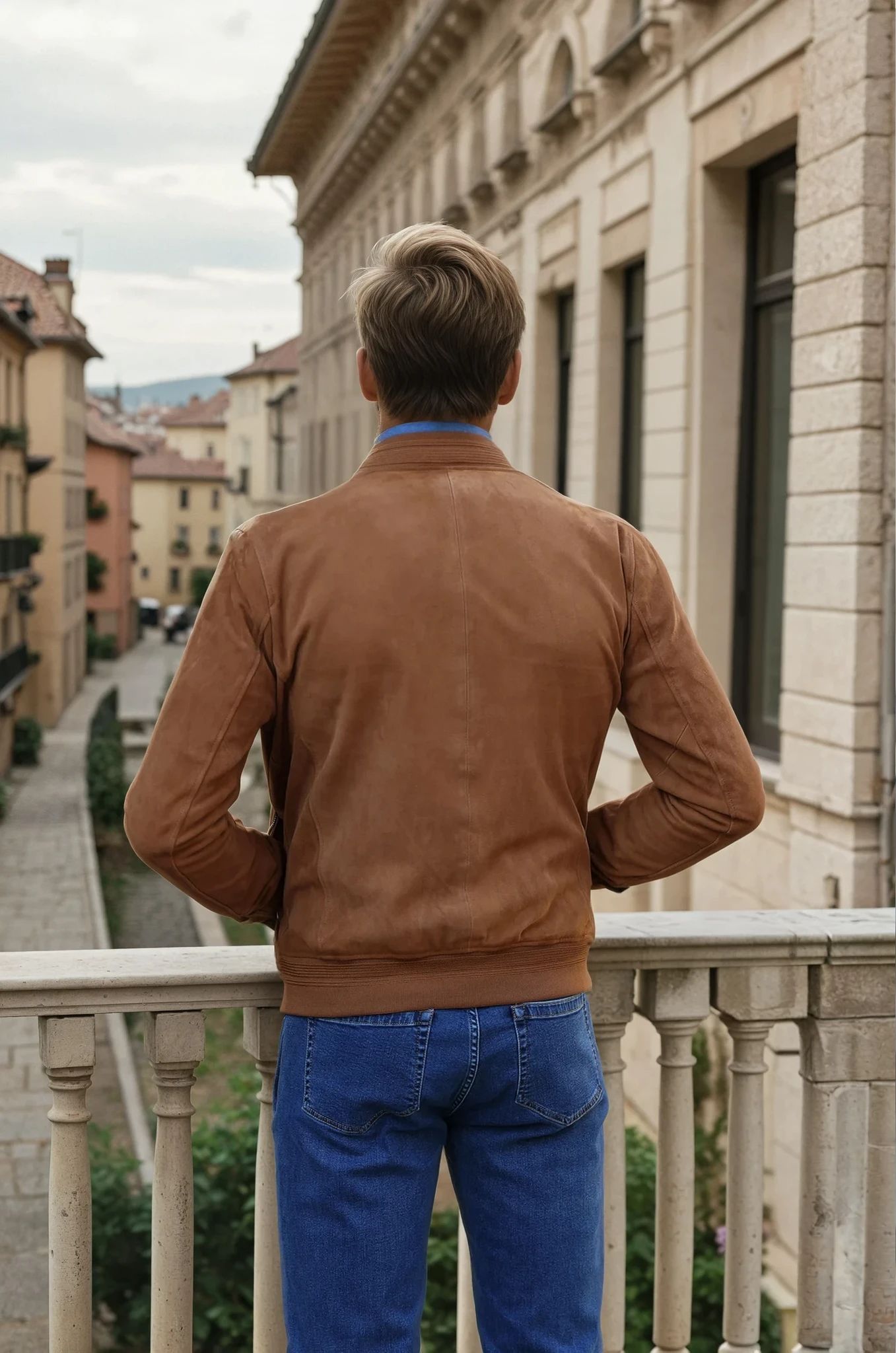 Blouson en peau Max chèvre velours - Cognac-MANTEAU HOMME-Curling-Paris