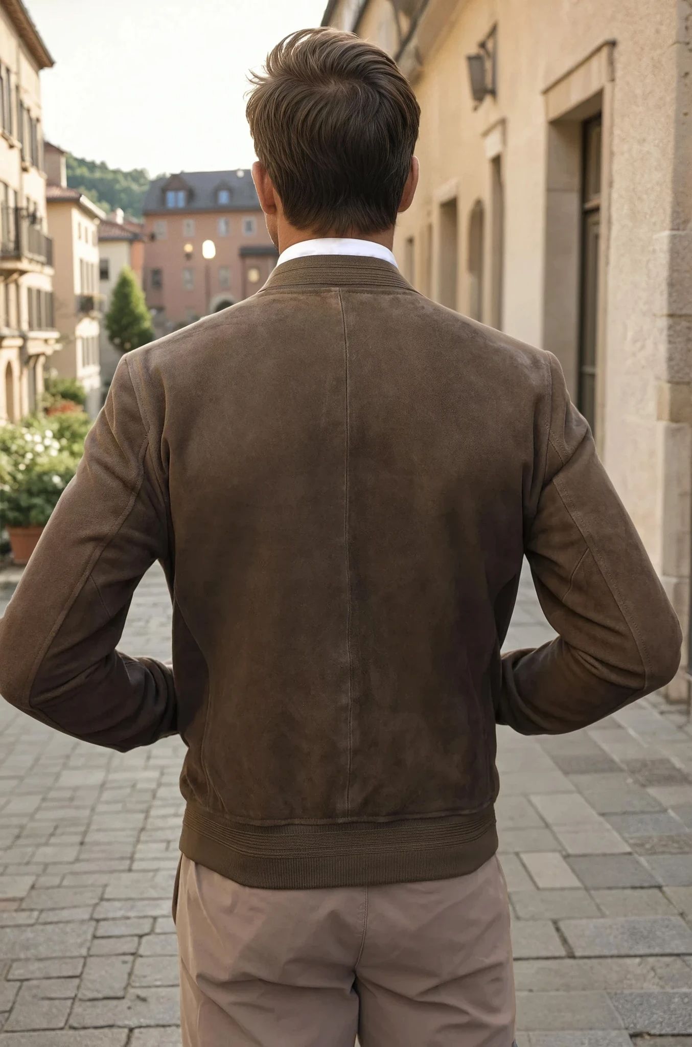 Blouson en peau Max chèvre velours - Kaki-MANTEAU HOMME-Curling-Paris