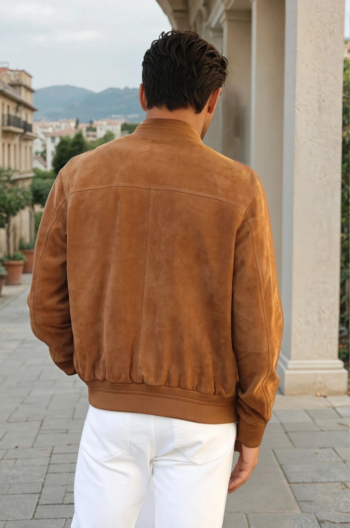 Blouson en peau Starter - Chèvre velours Cognac-MANTEAU HOMME-Curling-Paris