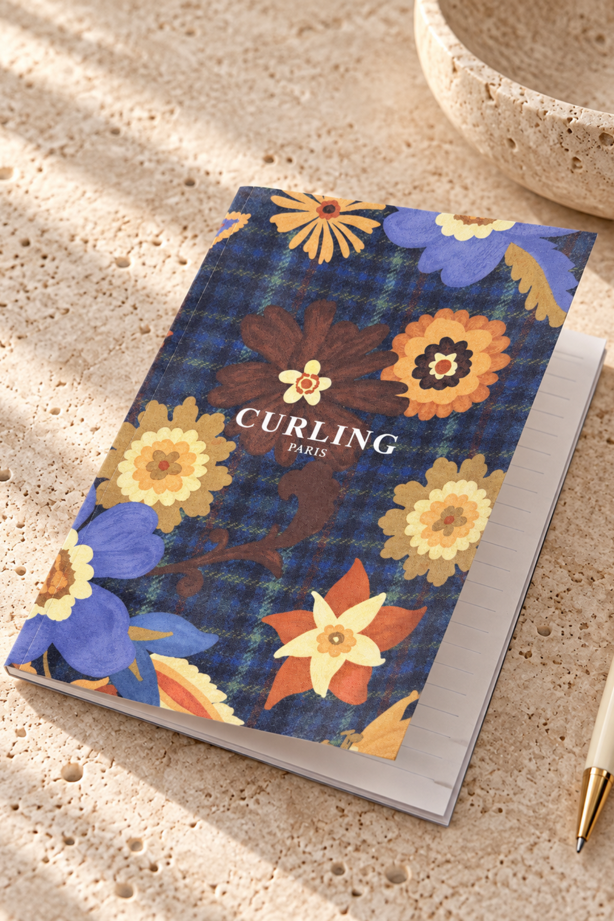 Carnet de note - Bleu nuit, camel et ocre-PAPETERIE-Curling-Paris