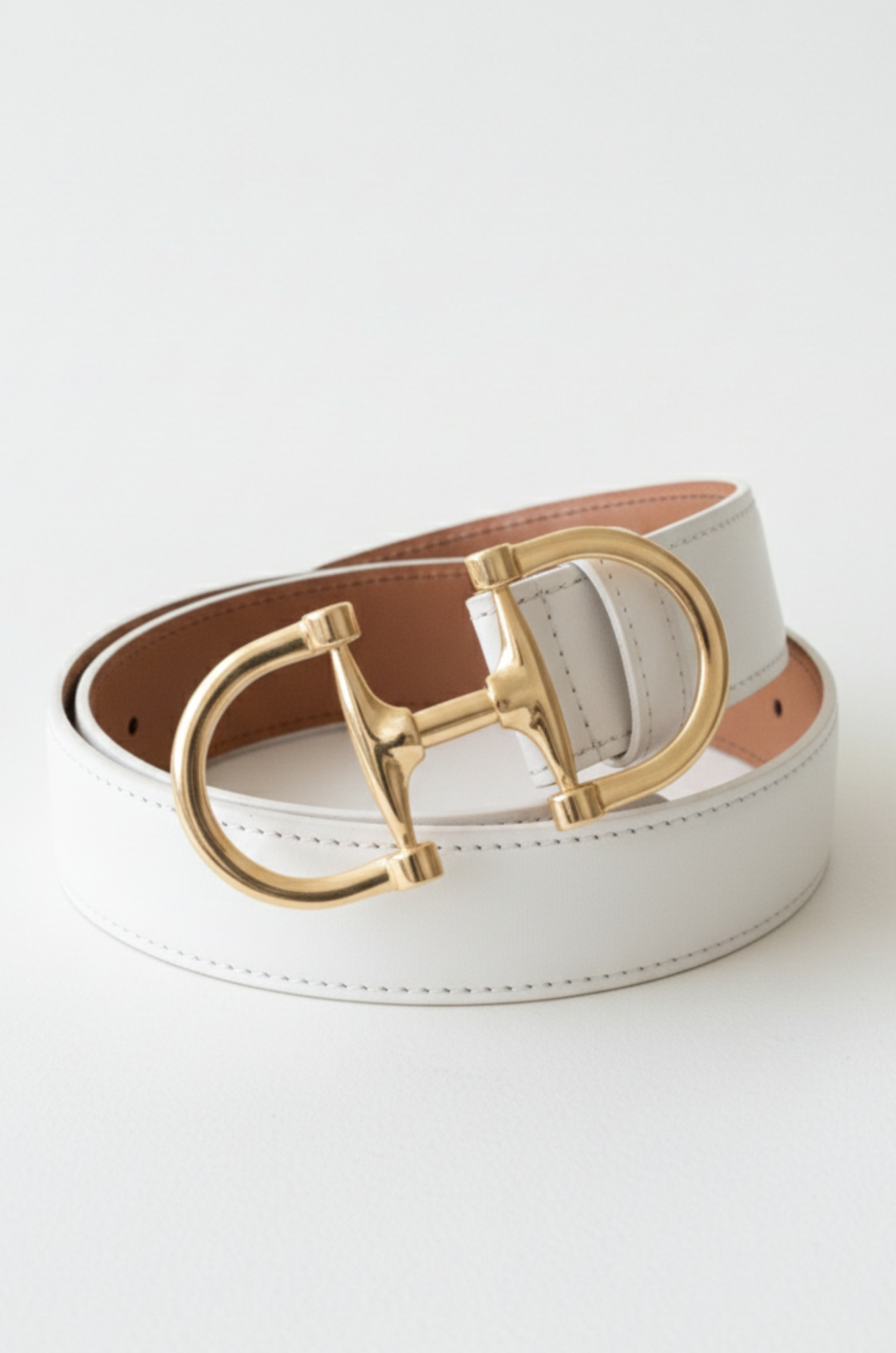 Ceinture Ambre en cuir lisse - Blanc-CEINTURE FEMME-Curling-Paris