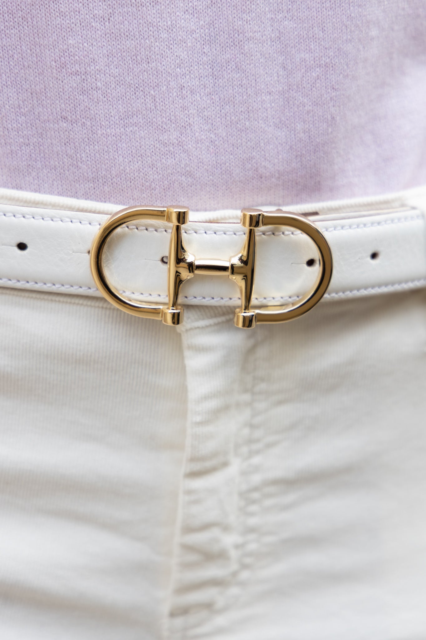 Ceinture Ambre en cuir lisse - Blanc-CEINTURE FEMME-Curling-Paris