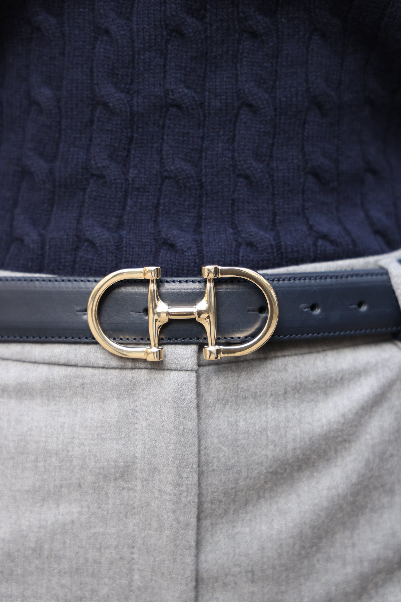 Ceinture Ambre en cuir lisse - Marine-CEINTURE FEMME-Curling-Paris