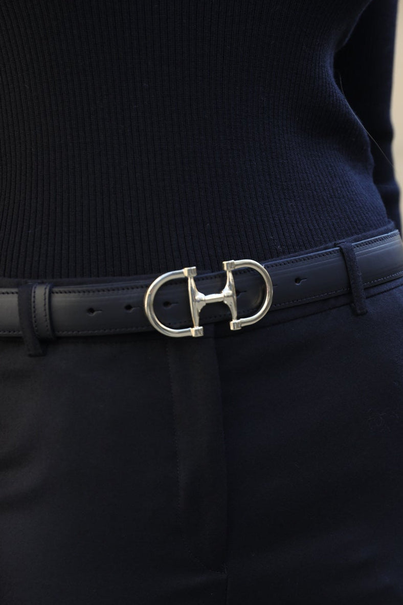 Ceinture Ambre en cuir lisse - Noir-CEINTURE FEMME-Curling-Paris