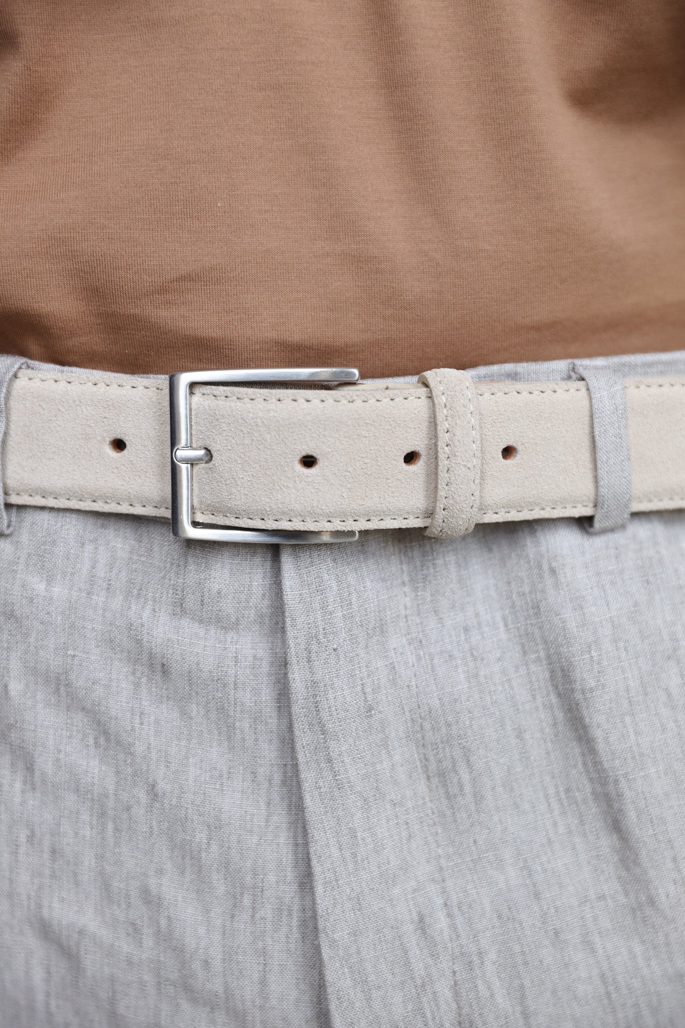 Ceinture César en croûte de velours - Beige-CEINTURES HOMME-Curling-Paris