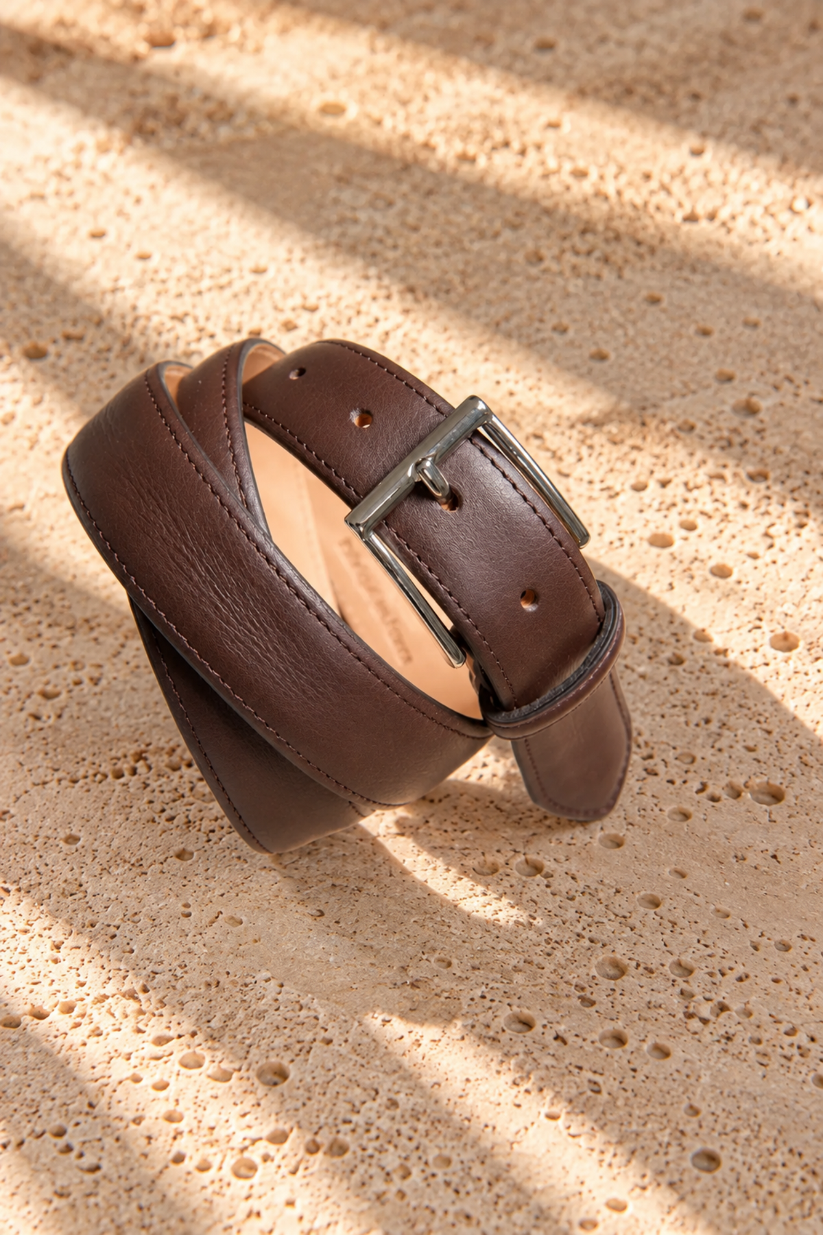 Ceinture Cesar en cuir - Marron-CEINTURES HOMME-Curling-Paris