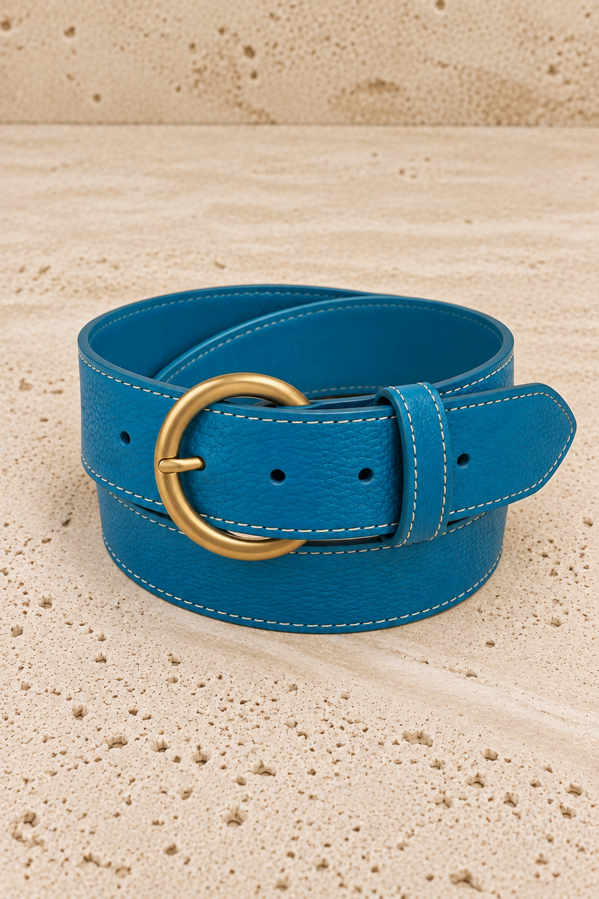 Ceinture Cinzia en cuir grainé - Bleu Azur-CEINTURE FEMME-Curling-Paris