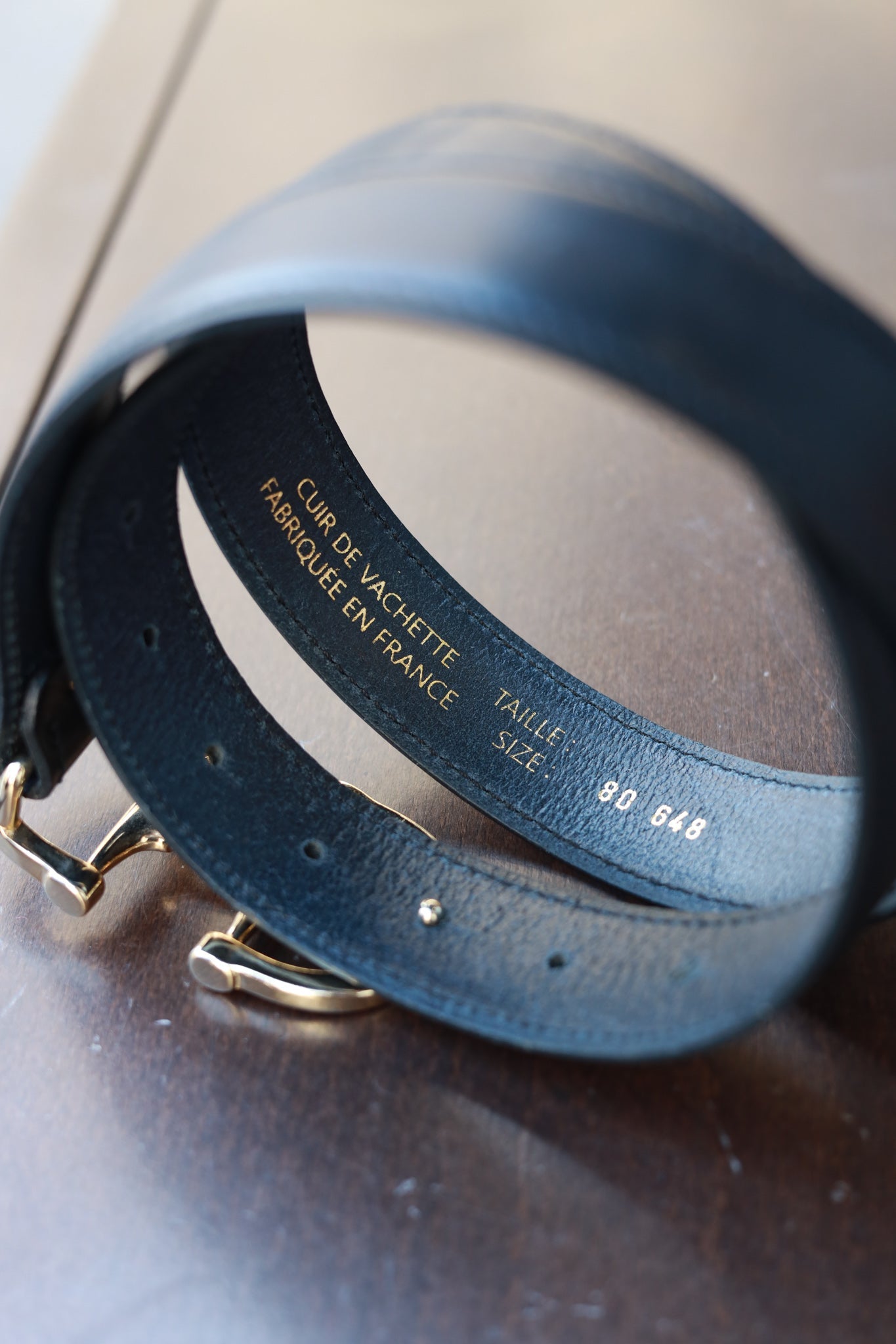 Ceinture en cuir lisse Ambre - Marine-CEINTURE FEMME-Curling-Paris
