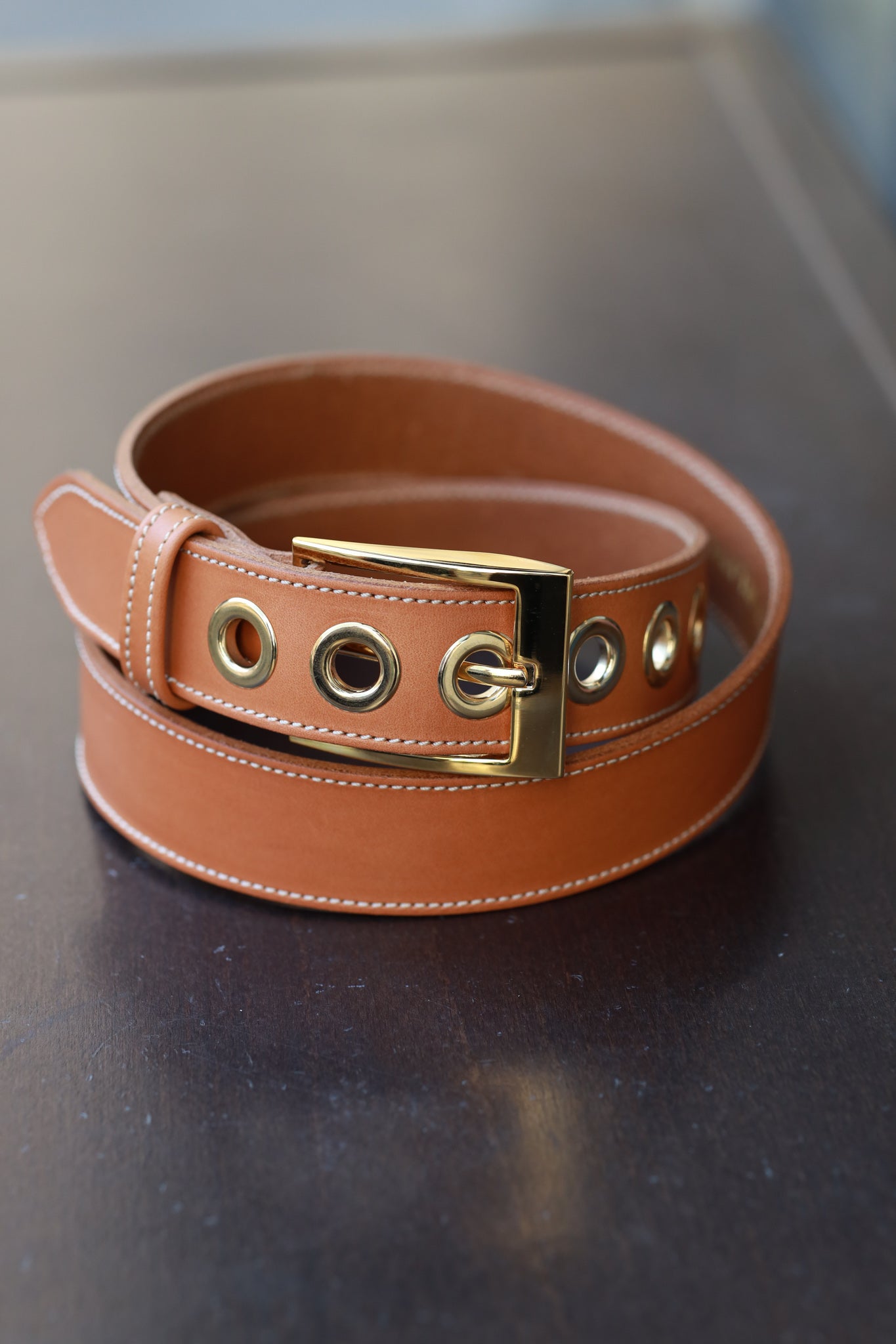 Ceinture en cuir lisse Giulia - Camel-CEINTURE FEMME-Curling-Paris