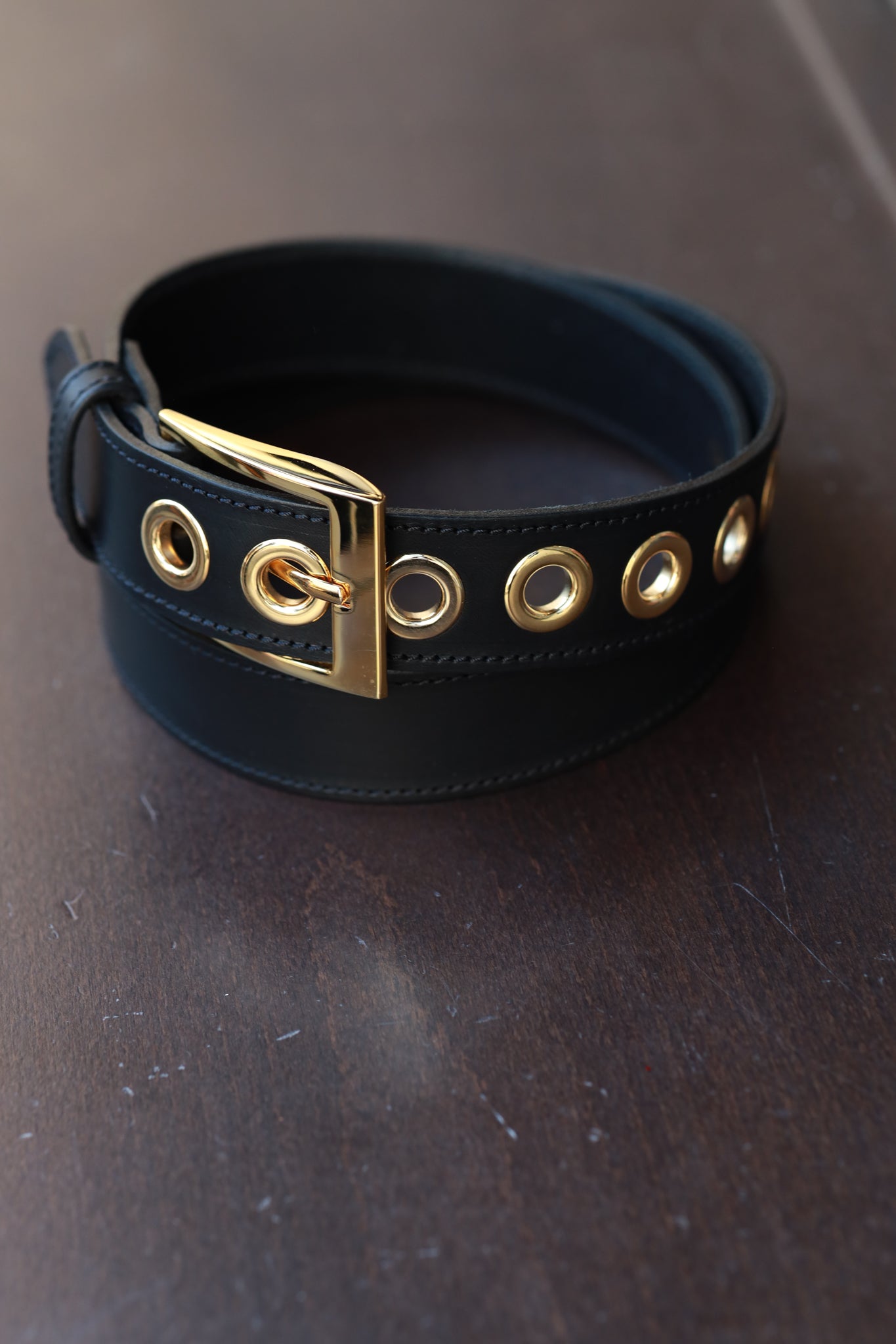 Ceinture en cuir lisse Giulia - Noir-CEINTURE FEMME-Curling-Paris