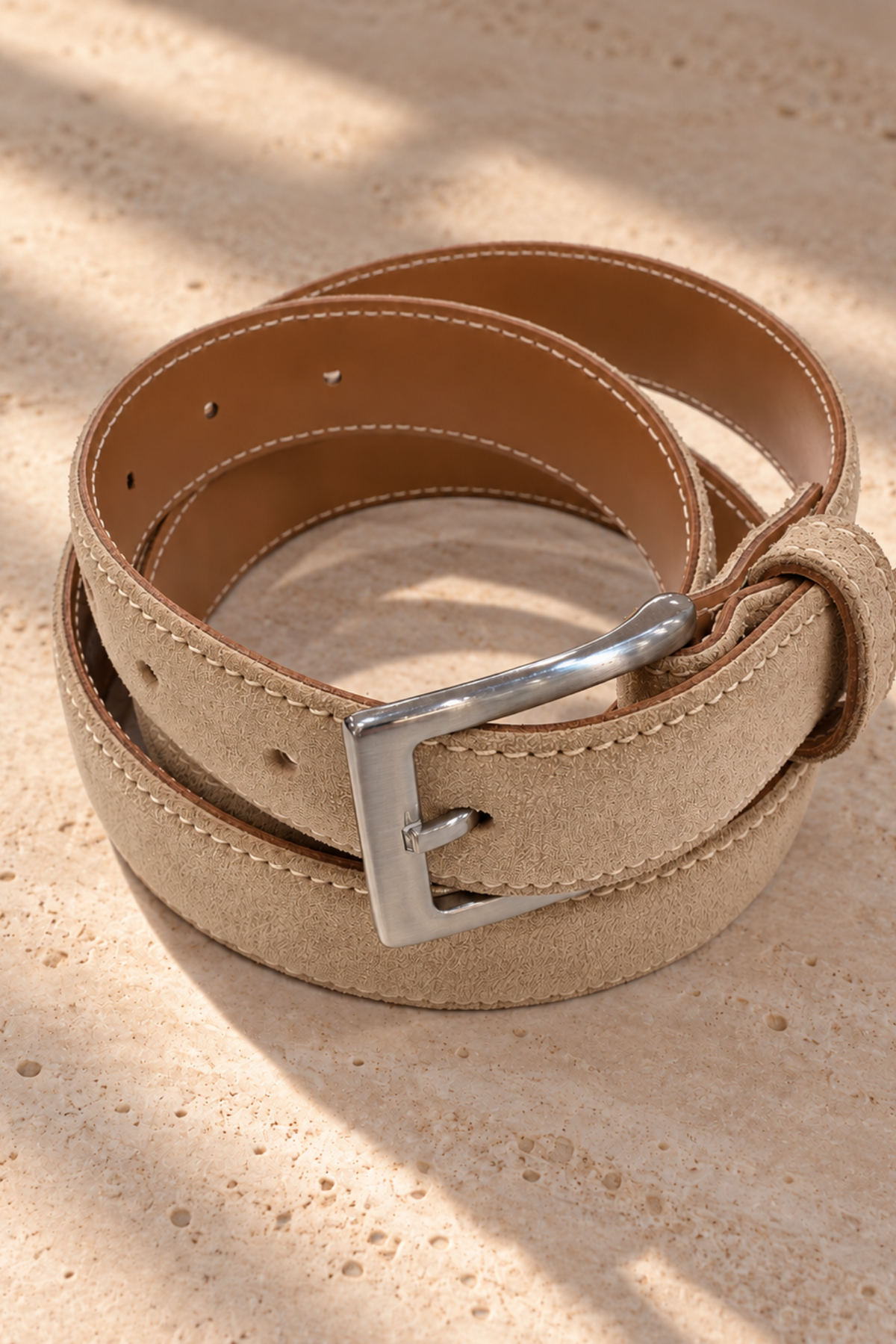 Ceinture Elmon en veau velours - Sable