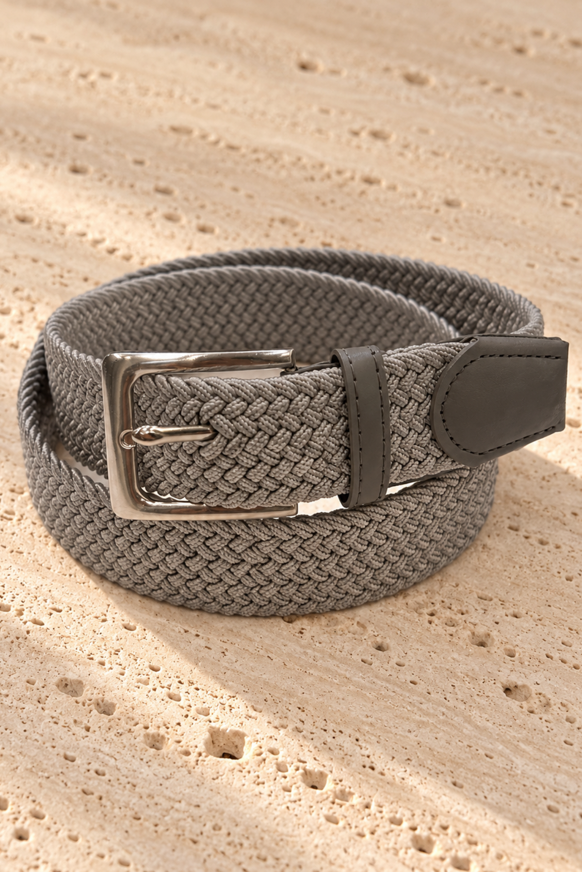 Ceinture homme Celestyn tressée – Gris clair