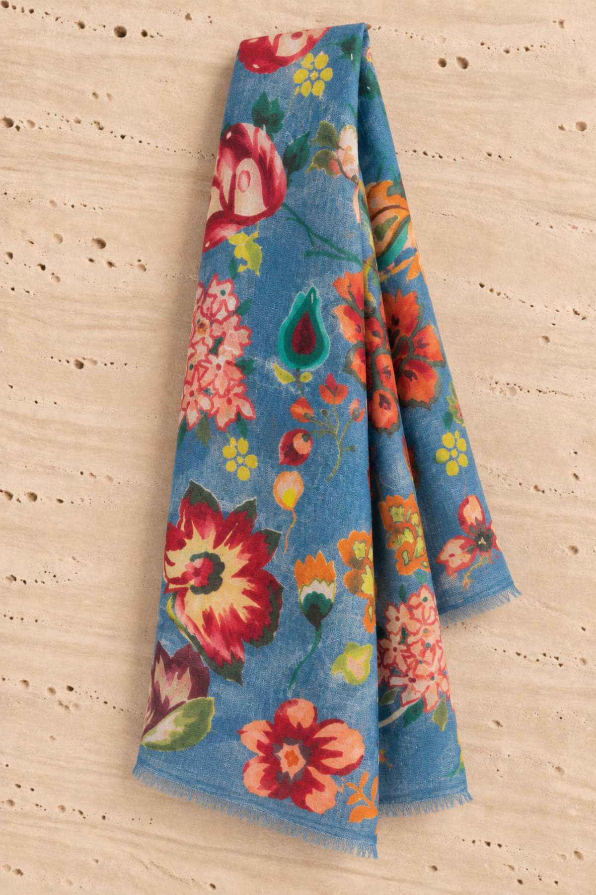 Étole Louise en laine et soie – Bleu