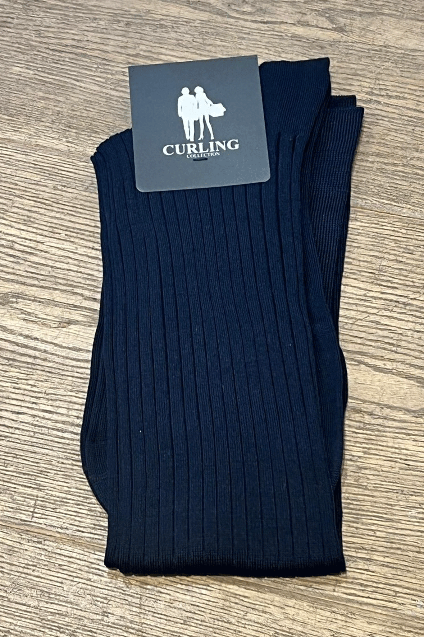 Chaussettes hautes en fil d'Ecosse - Marine-CHAUSSETTES HOMME-Curling-Paris