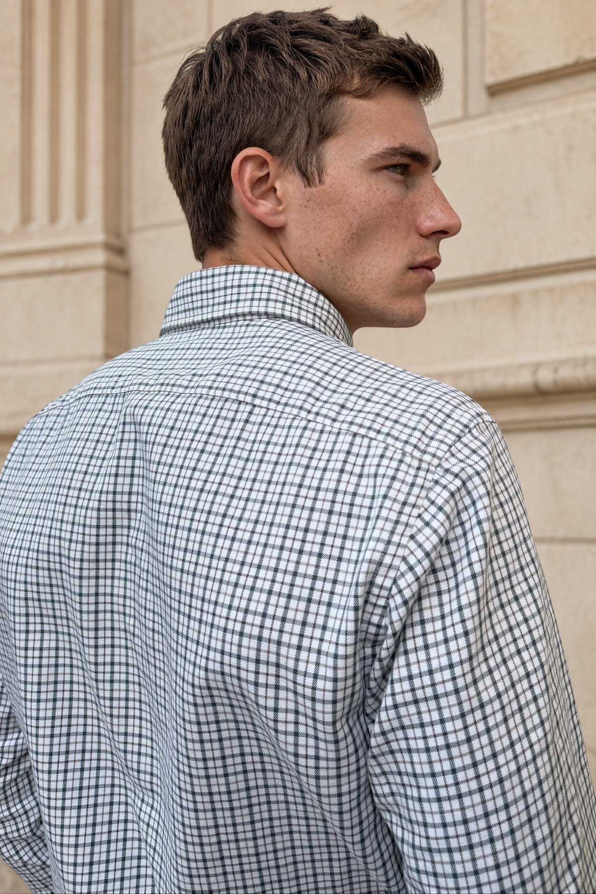 Chemise Clovis à carreaux - Écru et vert-CHEMISE HOMME-Curling-Paris