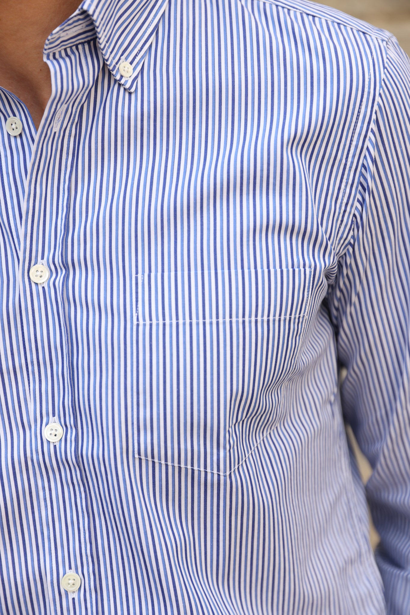 Chemise Clovis à rayure en coton - Bleu & ciel-CHEMISE HOMME-Curling-Paris